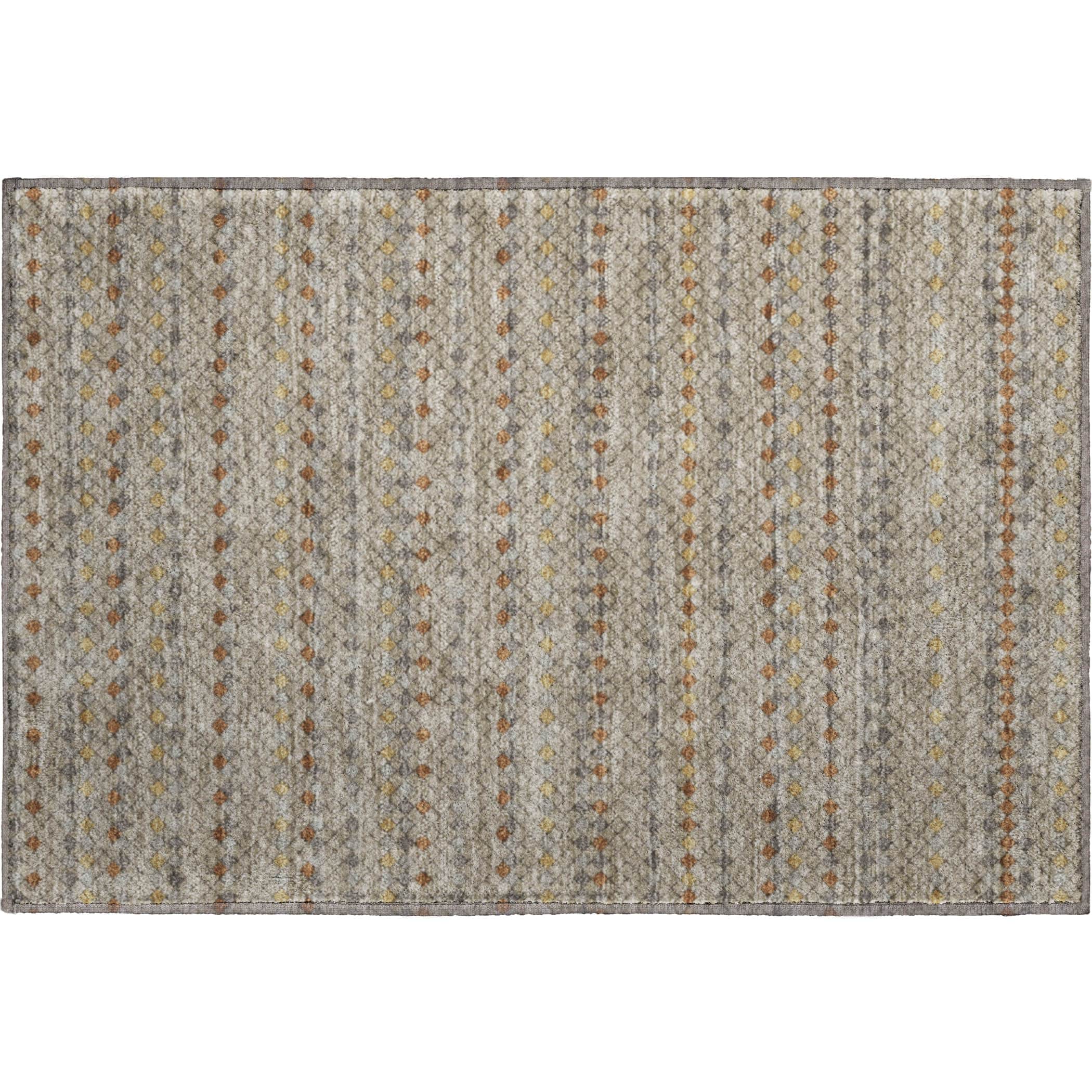 Kathmandu Machine Washable Transitional Taupe Brown Rug 1'8" x 2'6" #shape_Rectangle