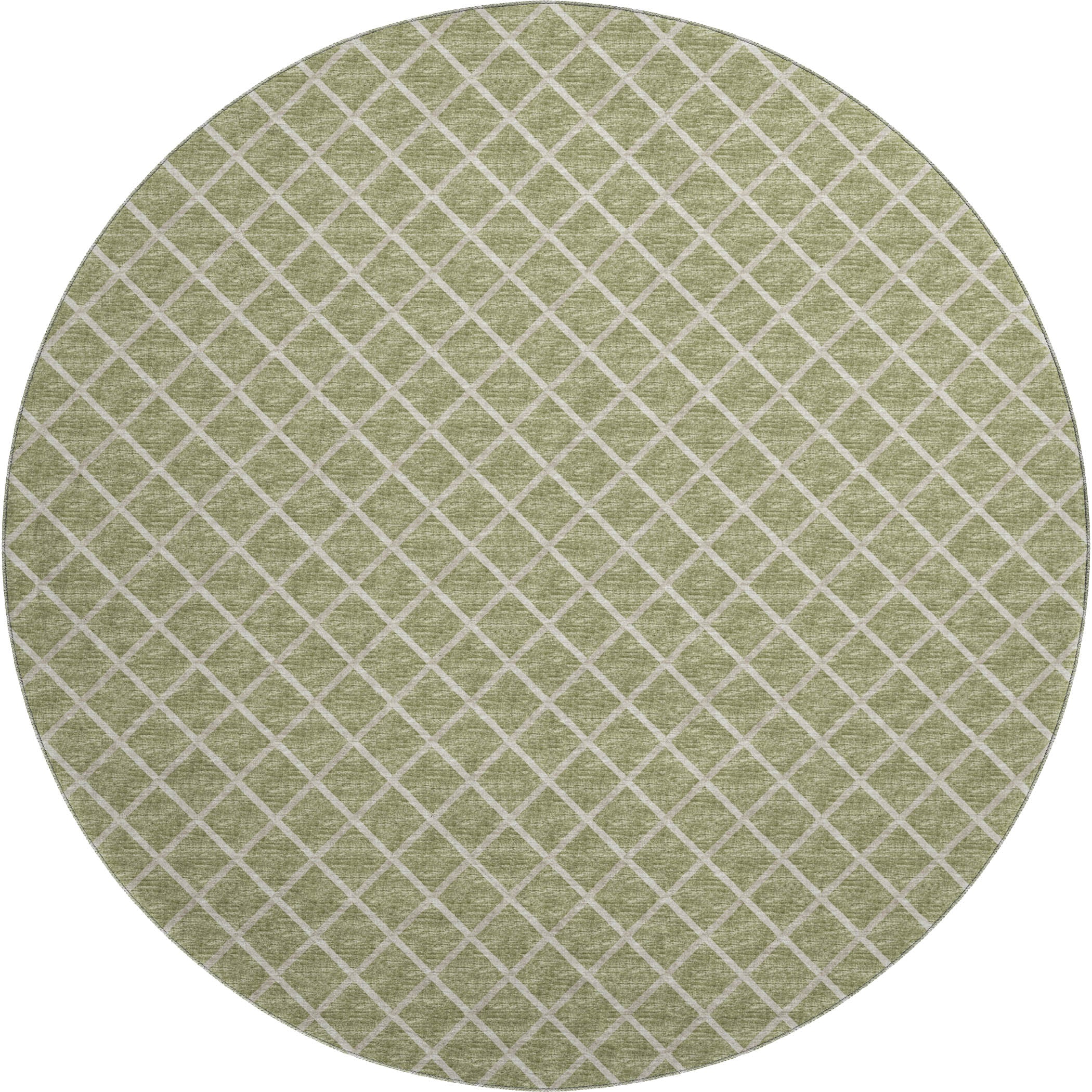 Oaxaca Machine Washable Transitional Aloe Green Rug 8' x 8' #shape_Round