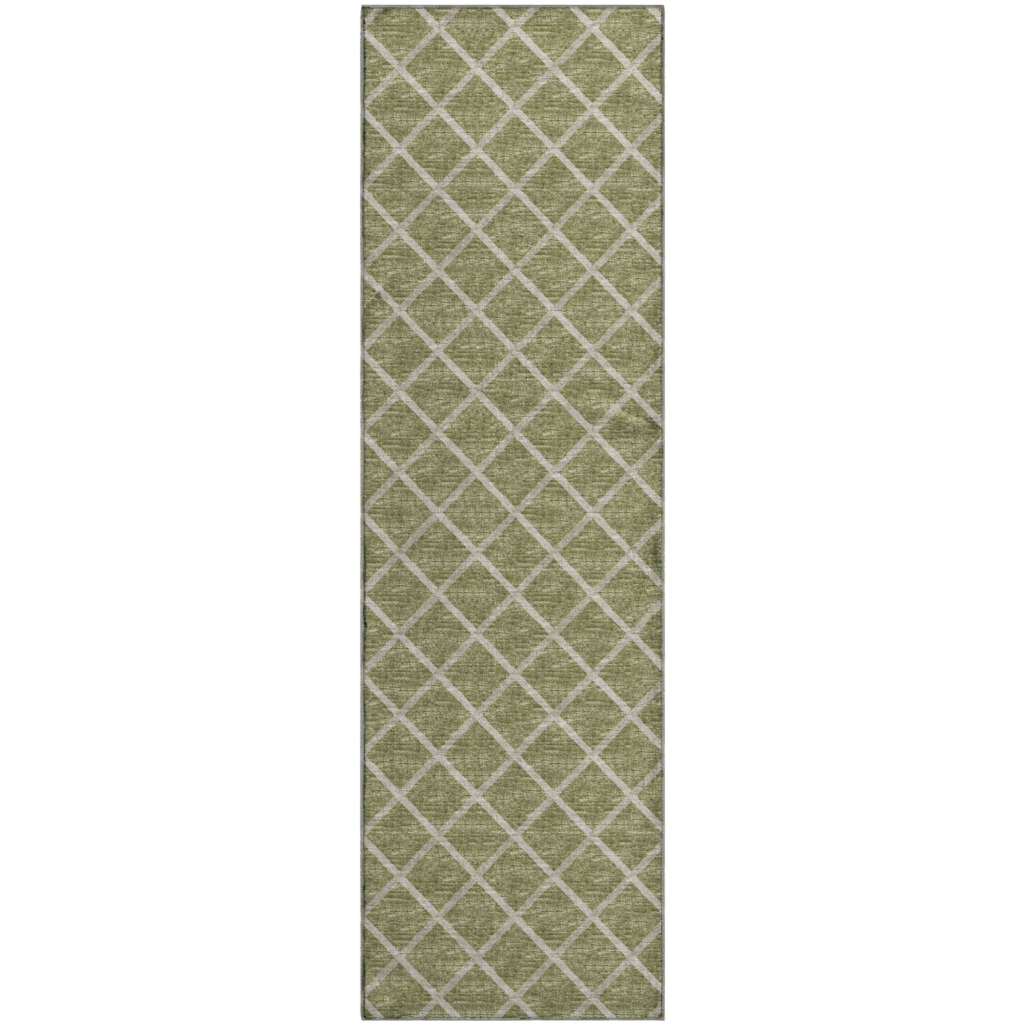 Oaxaca Machine Washable Transitional Aloe Green Rug 2'3" x 7'6" #shape_Runner
