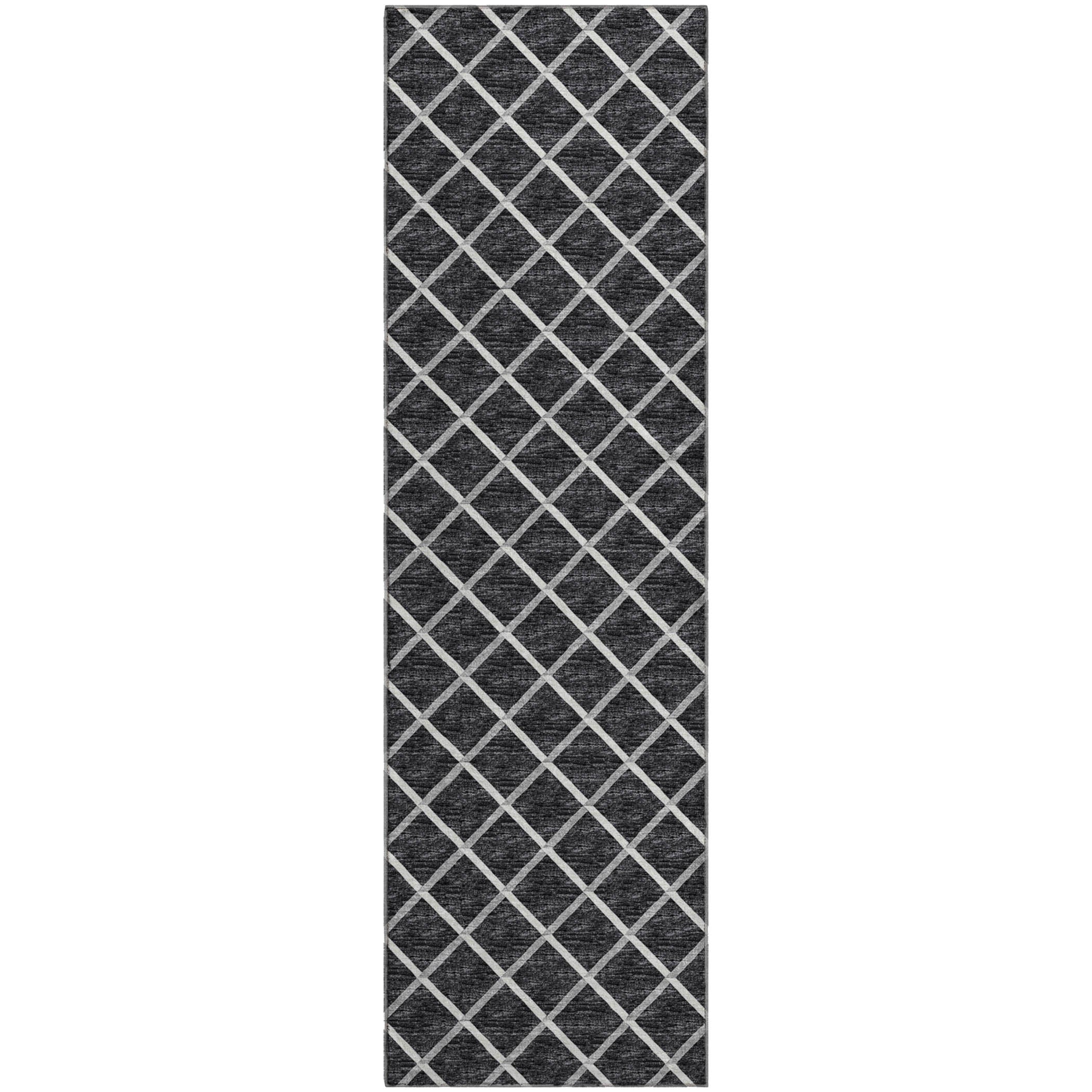 Oaxaca Machine Washable Transitional Black Rug 2'3" x 7'6" #shape_Runner