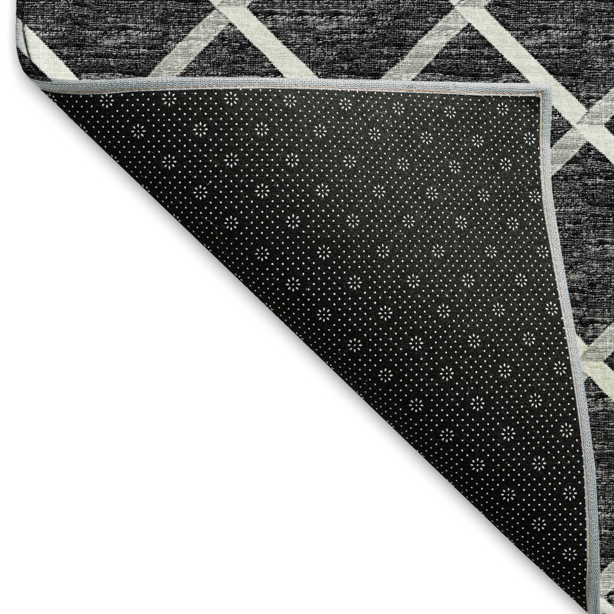 Oaxaca Machine Washable Transitional Black Rug 1'8" x 2'6" #shape_Rectangle