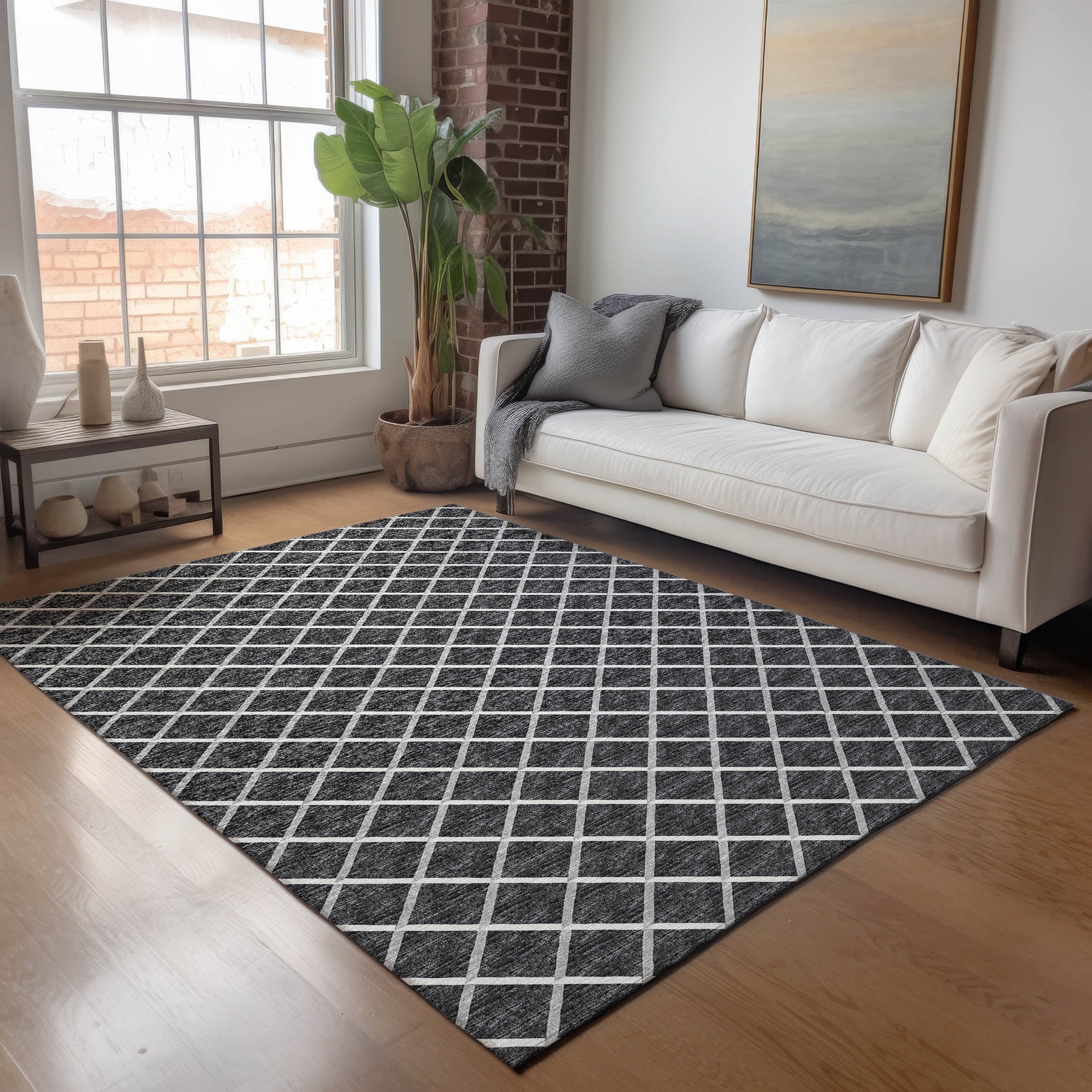Oaxaca Machine Washable Transitional Black Rug 2'6" x 3'10" #shape_Rectangle