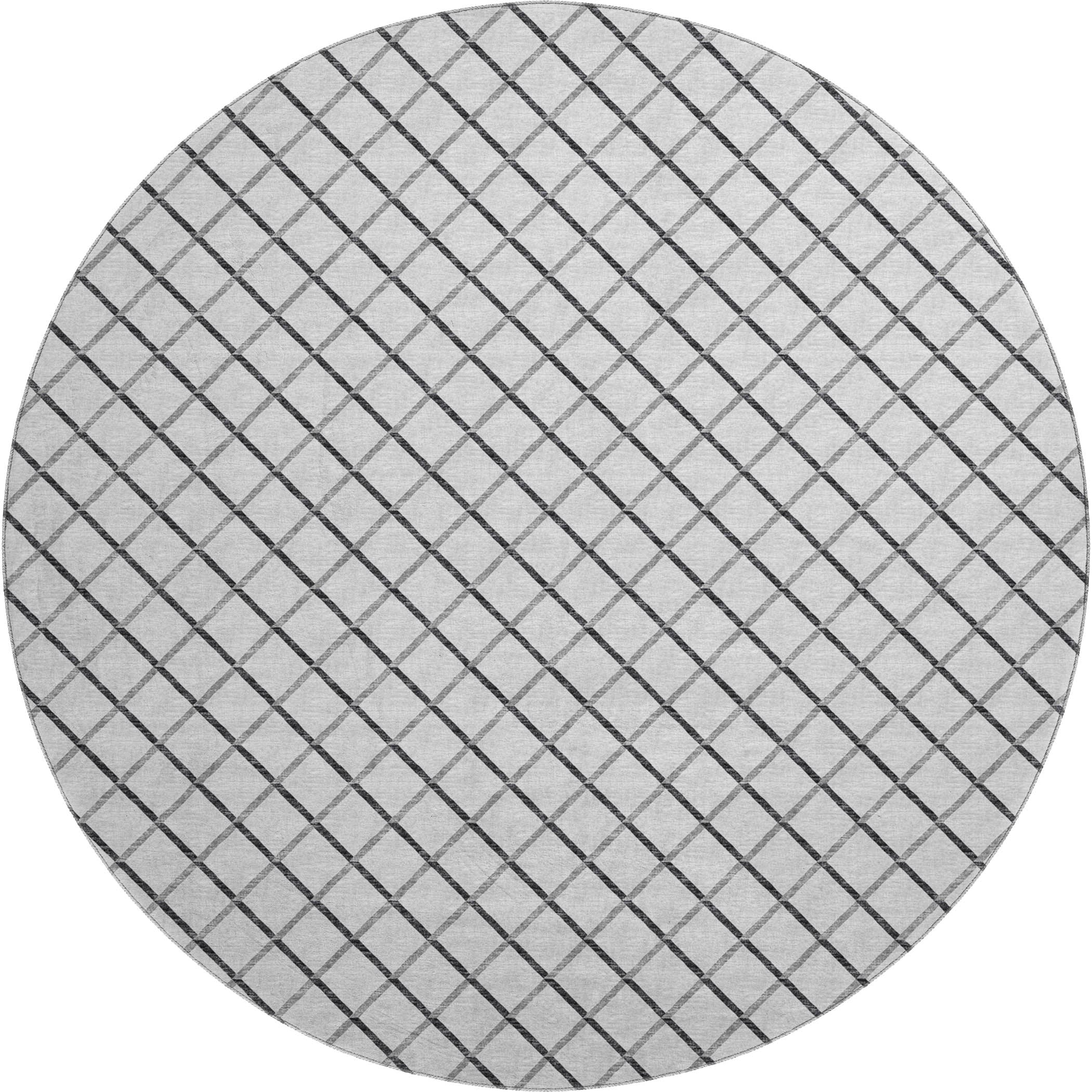 Oaxaca Machine Washable Transitional Gray Rug 8' x 8' #shape_Round