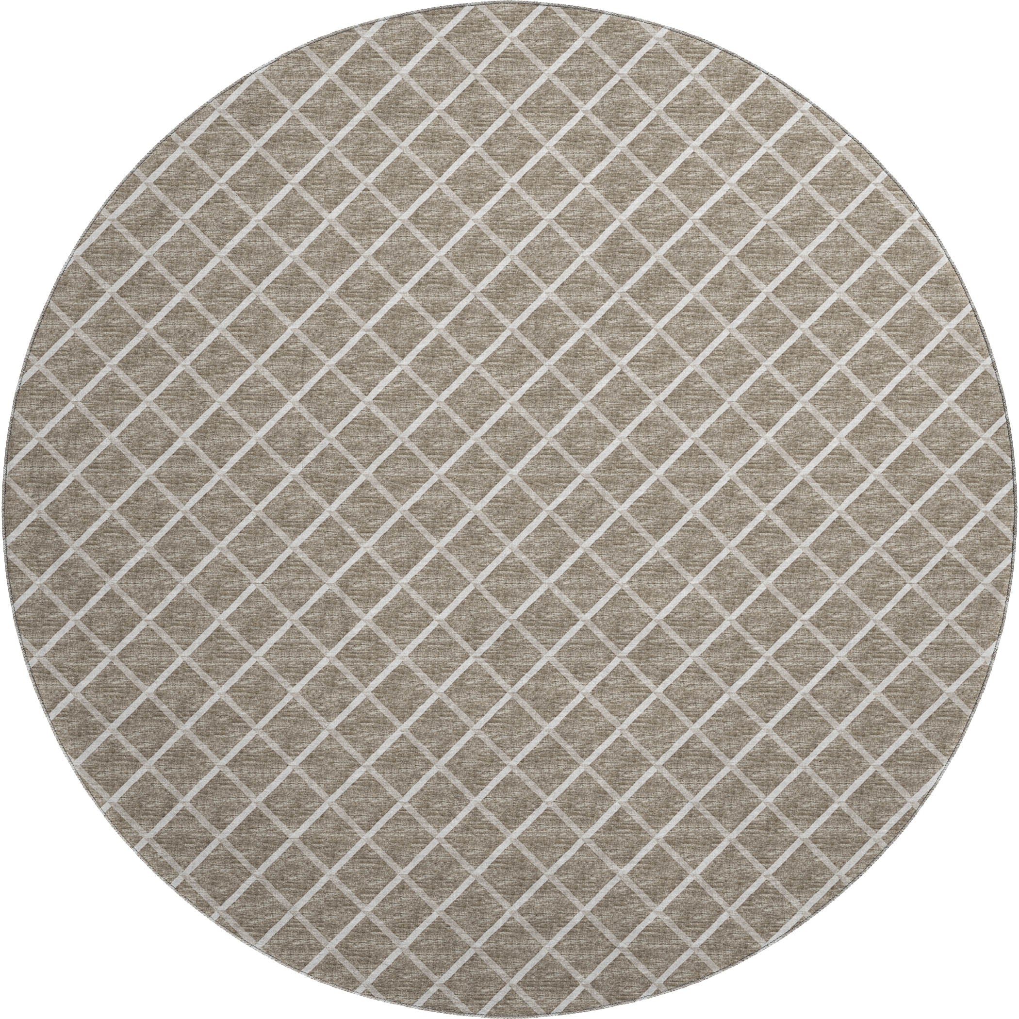 Oaxaca Machine Washable Transitional Taupe Brown Rug 8' x 8' #shape_Round