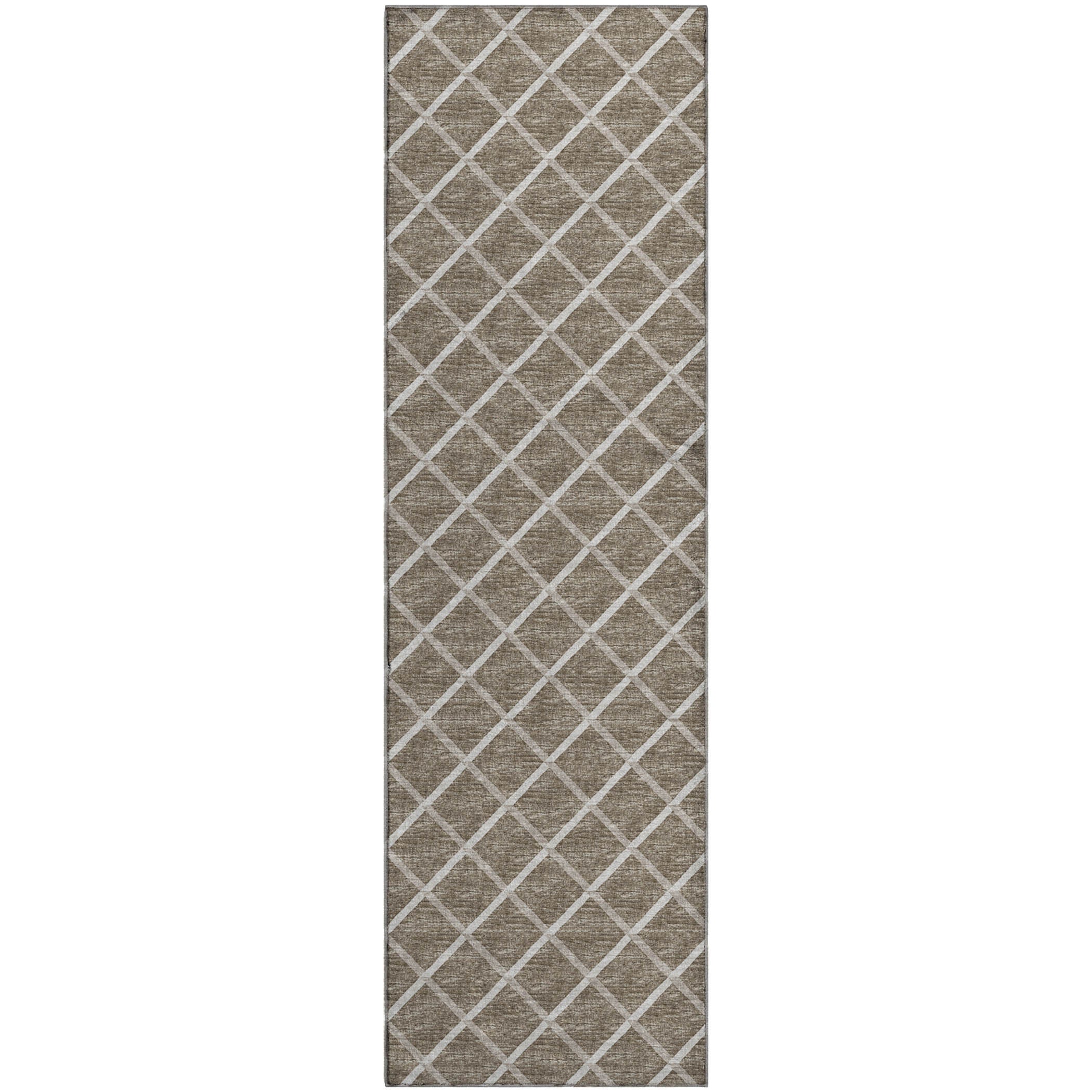 Oaxaca Machine Washable Transitional Taupe Brown Rug 2'3" x 7'6" #shape_Runner