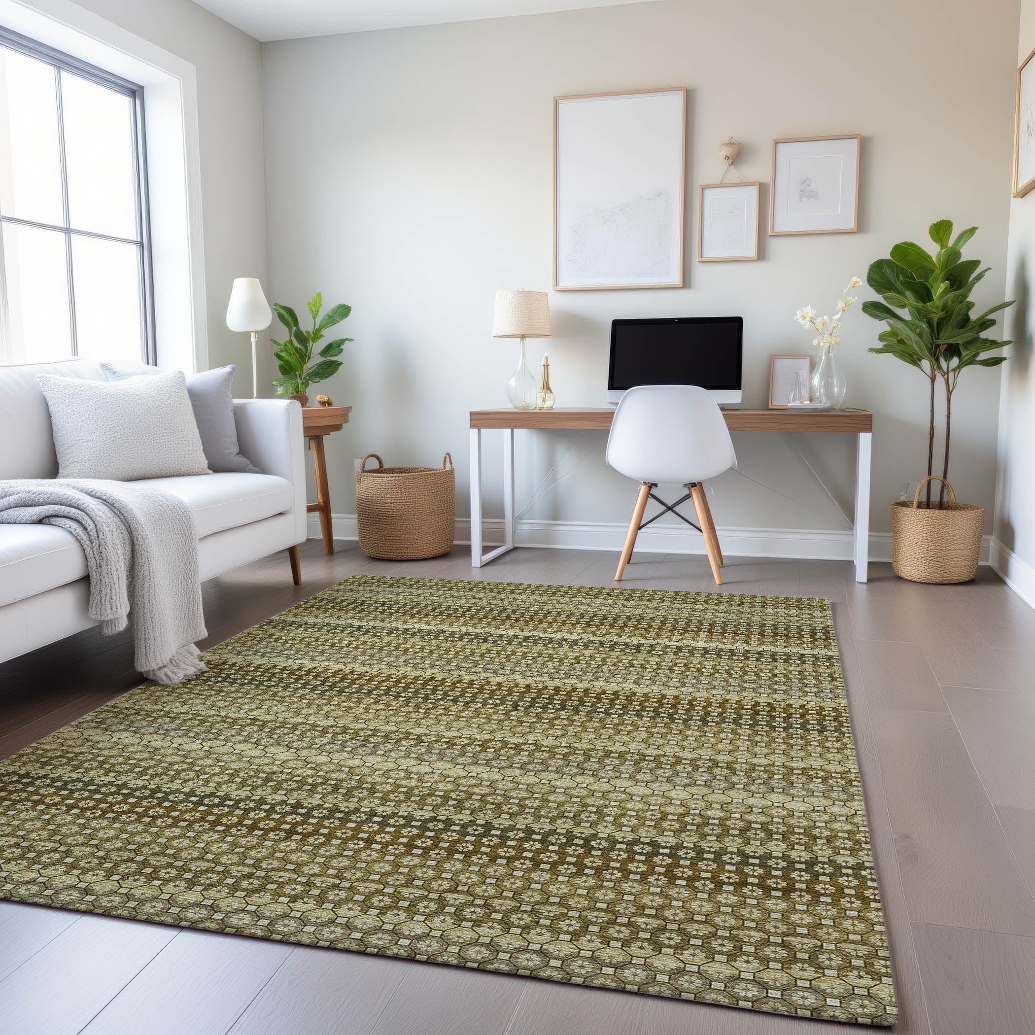 Tallinn Machine Washable Transitional Aloe Green Rug 2'6" x 3'10" #shape_Rectangle