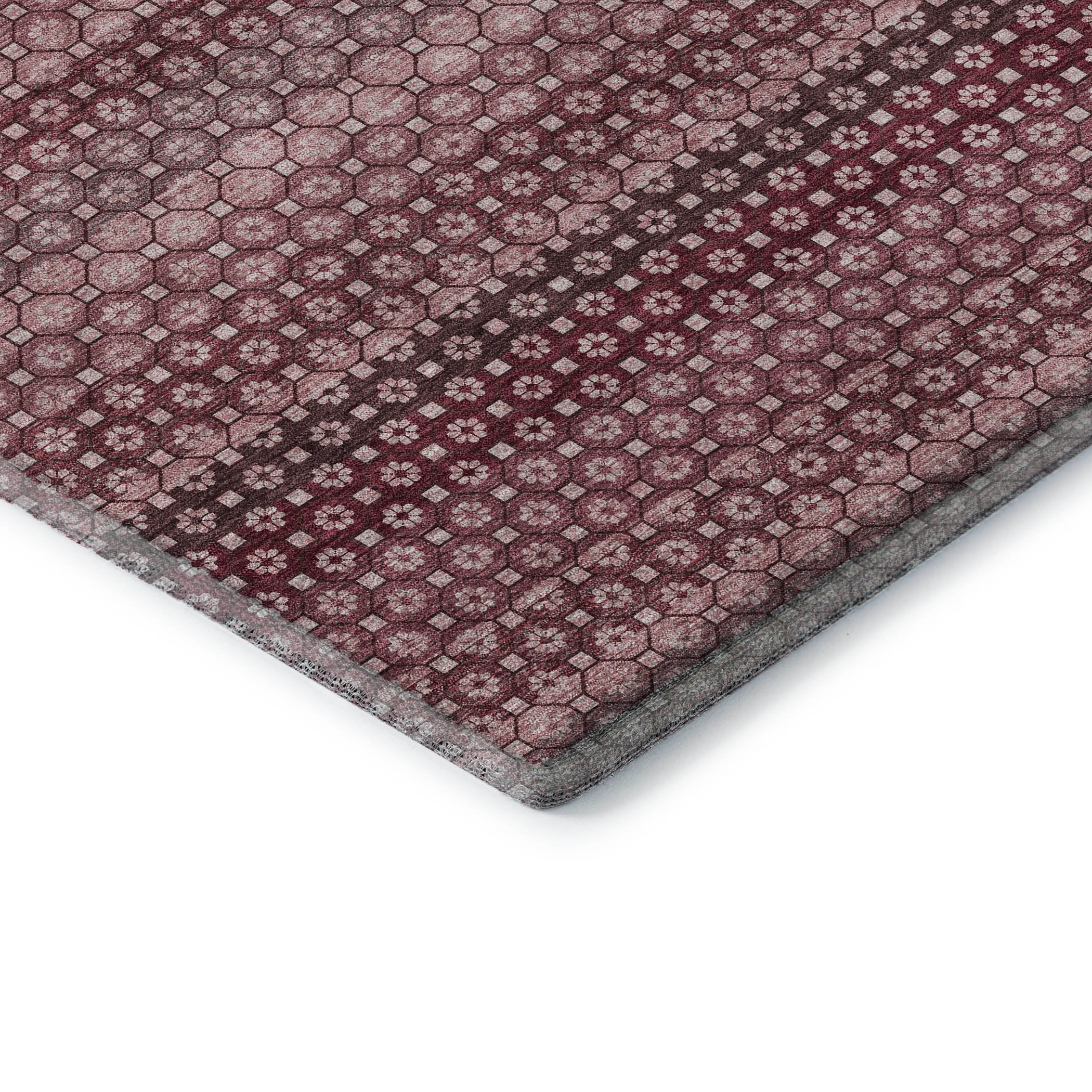Tallinn Machine Washable Transitional Garnet Red Rug 1'8" x 2'6" #shape_Rectangle