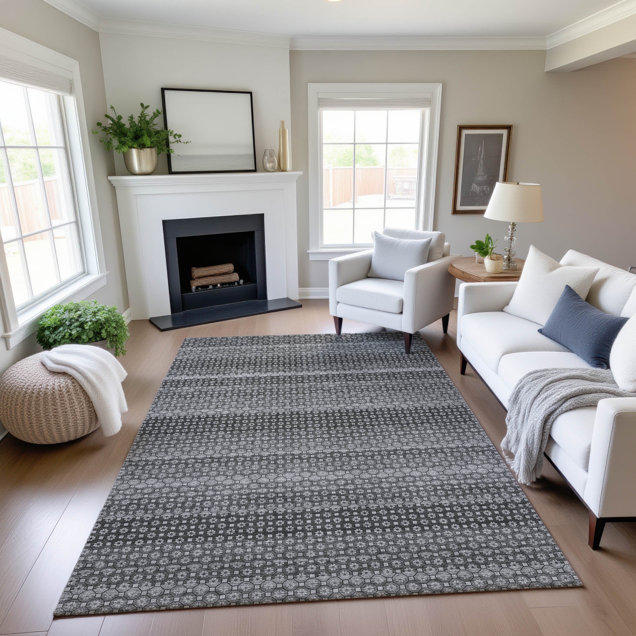 Tallinn Machine Washable Transitional Gray Rug 2'6" x 3'10" #shape_Rectangle