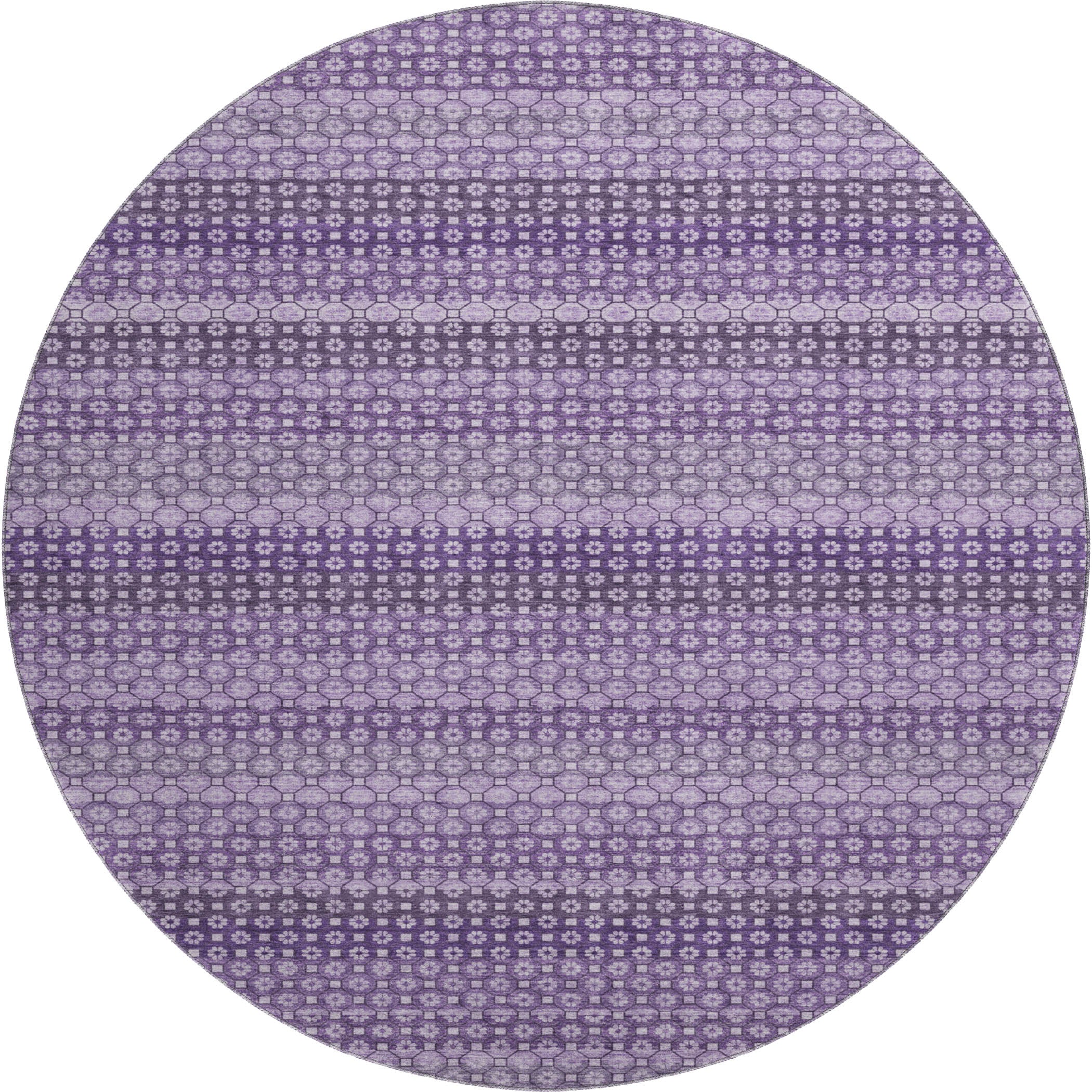 Tallinn Machine Washable Transitional Lavender Purple Rug 8' x 8' #shape_Round