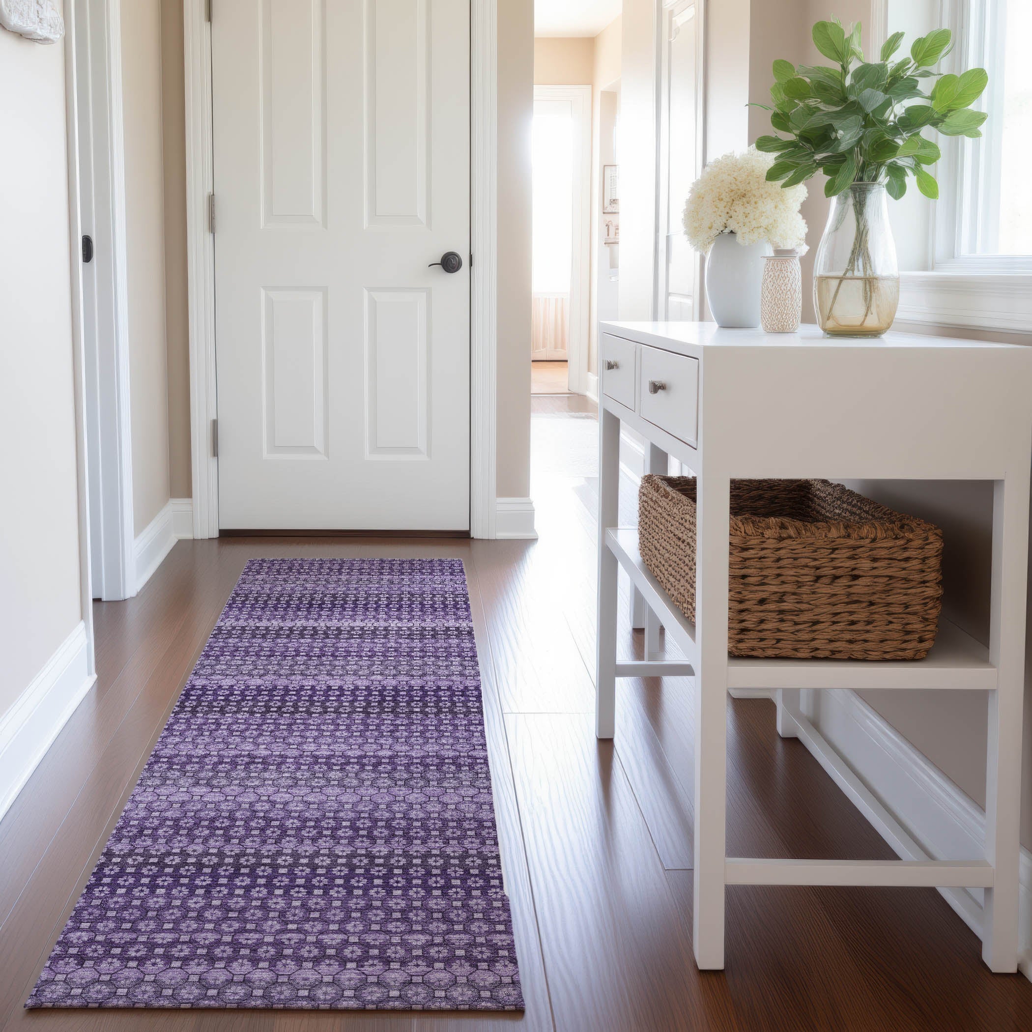 Tallinn Machine Washable Transitional Lavender Purple Rug 2'3" x 7'6" #shape_Runner