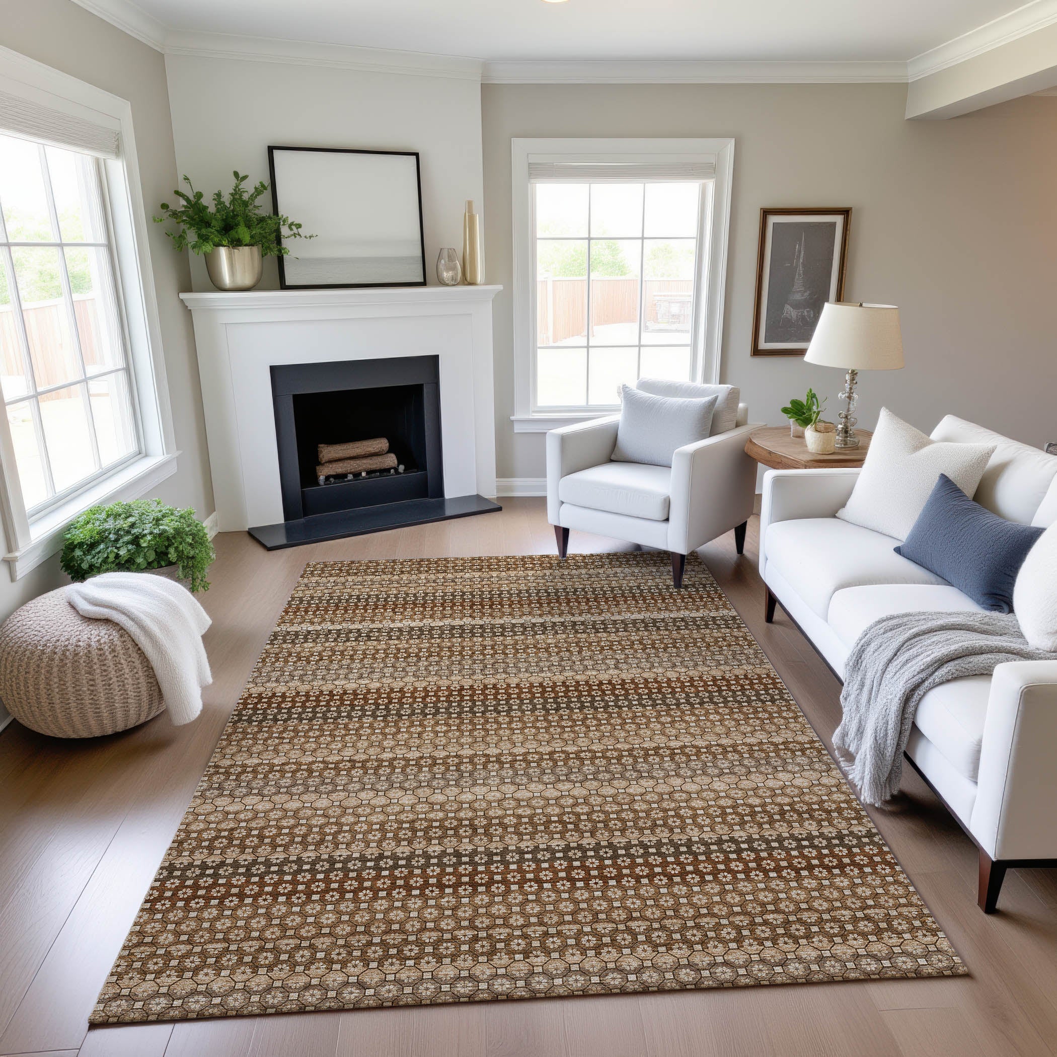 Tallinn Machine Washable Transitional Paprika Orange Rug 2'6" x 3'10" #shape_Rectangle