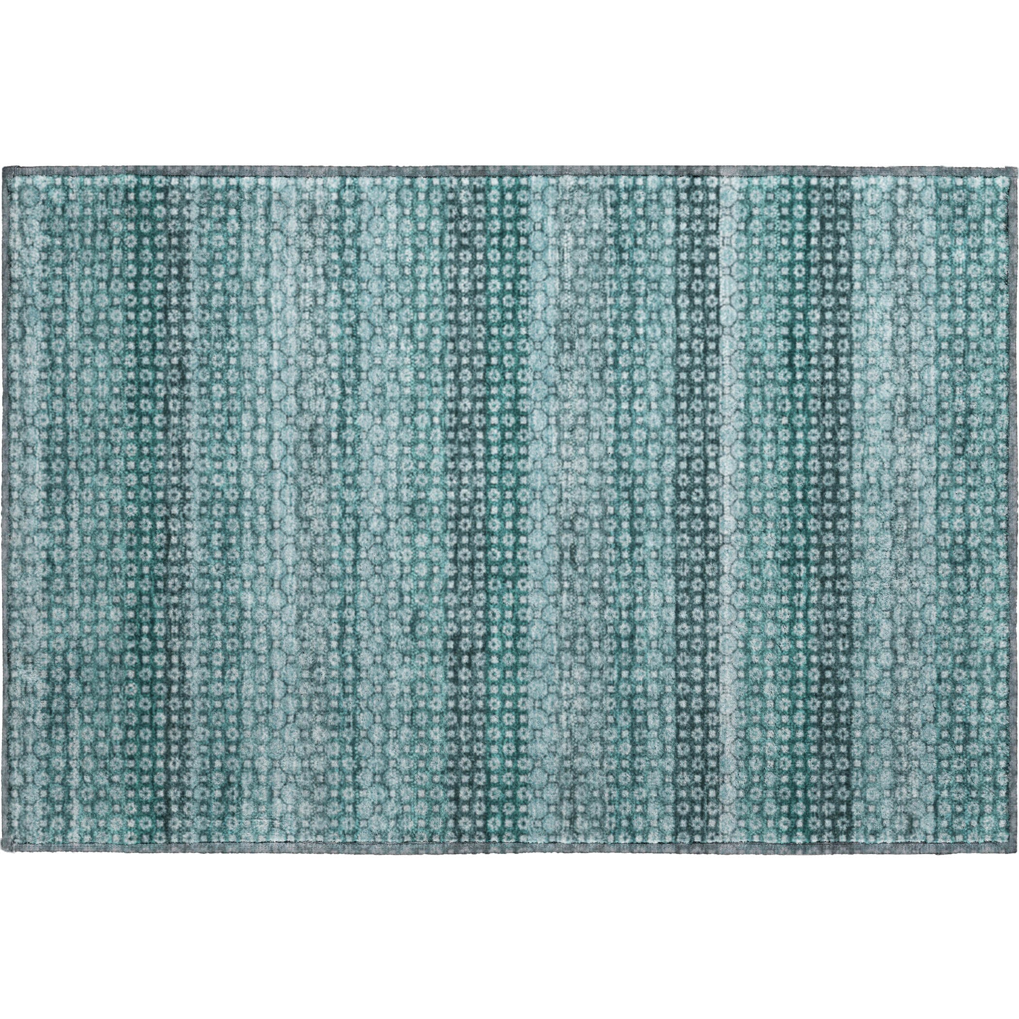 Tallinn Machine Washable Transitional Teal Rug 1'8" x 2'6" #shape_Rectangle