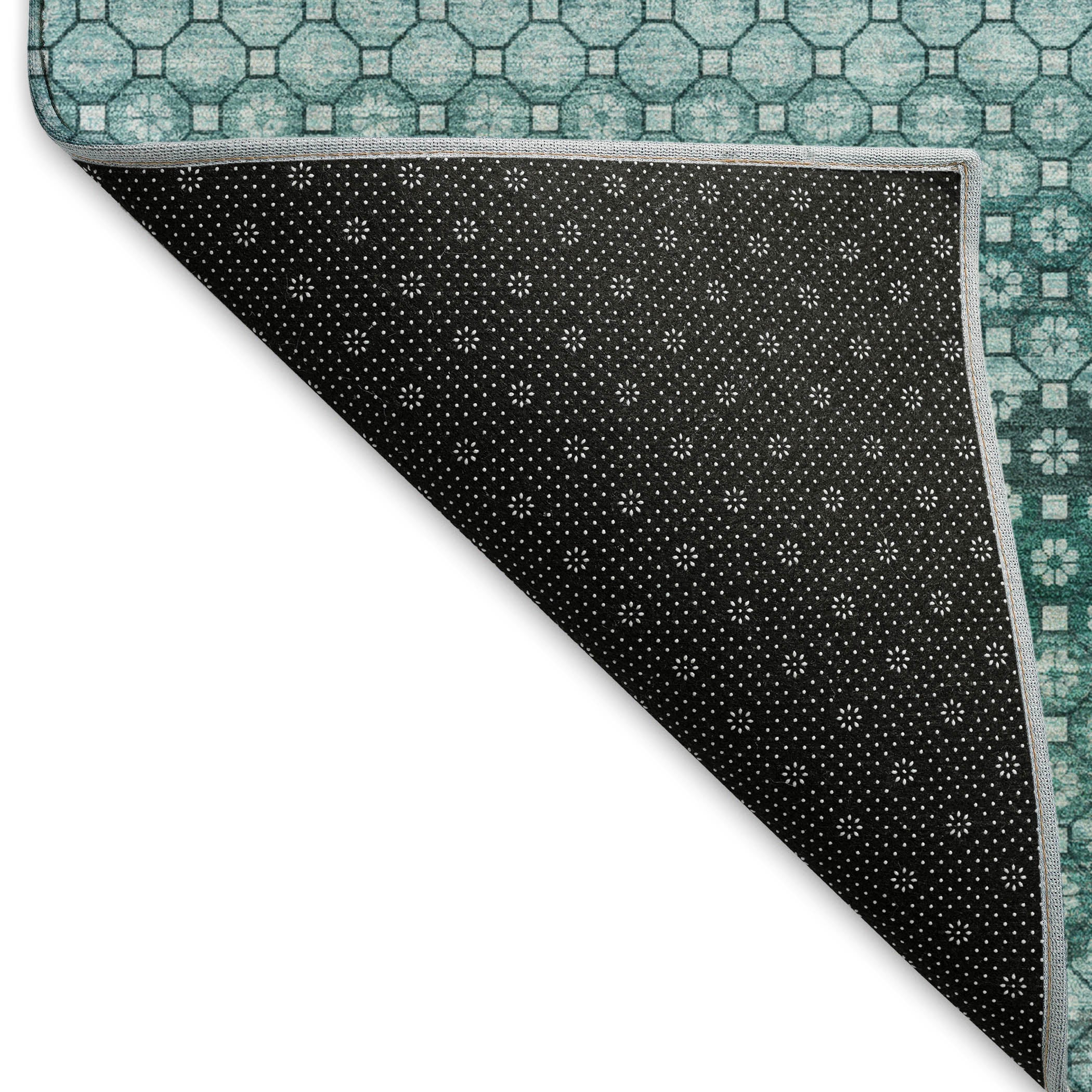 Tallinn Machine Washable Transitional Teal Rug 1'8" x 2'6" #shape_Rectangle