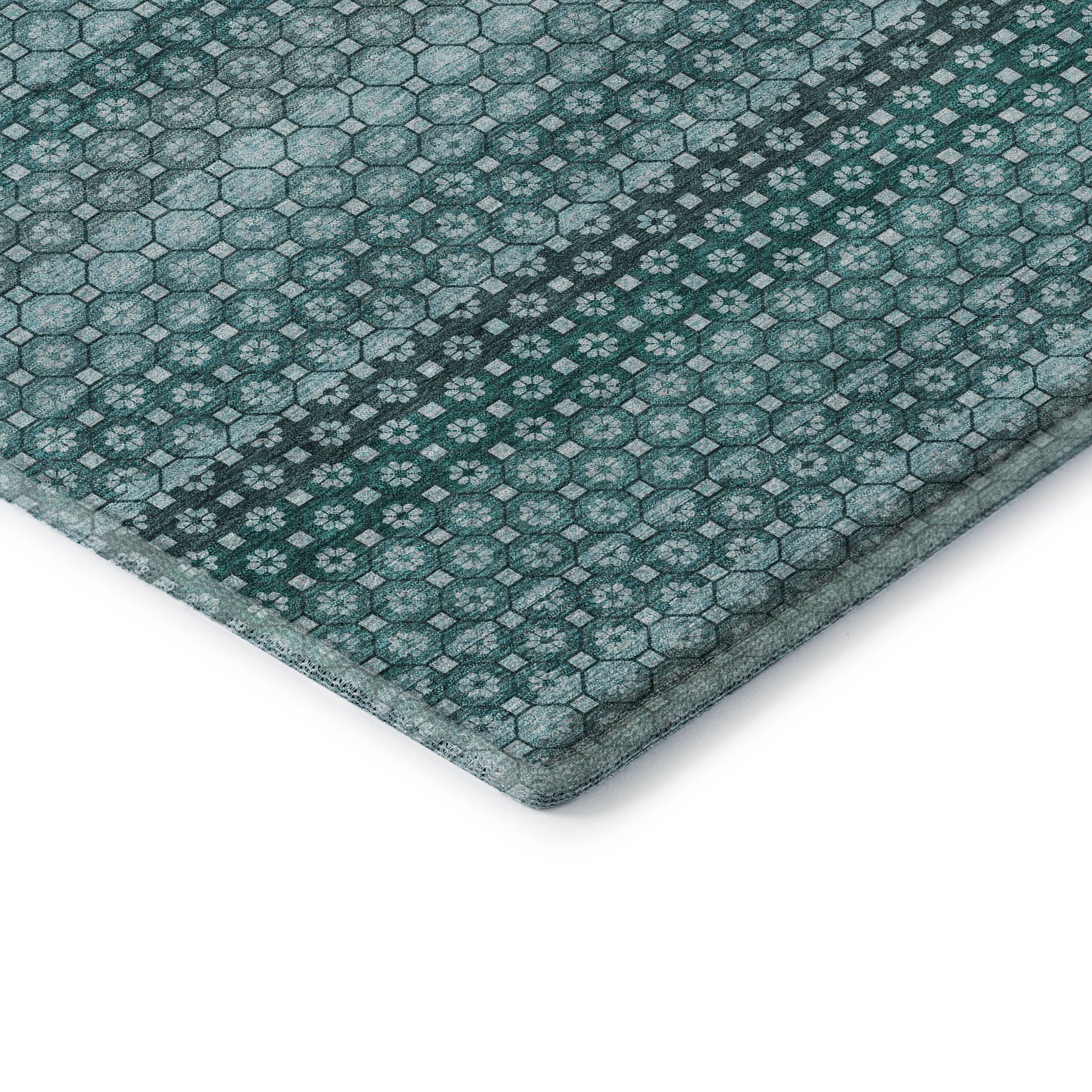 Tallinn Machine Washable Transitional Teal Rug 1'8" x 2'6" #shape_Rectangle