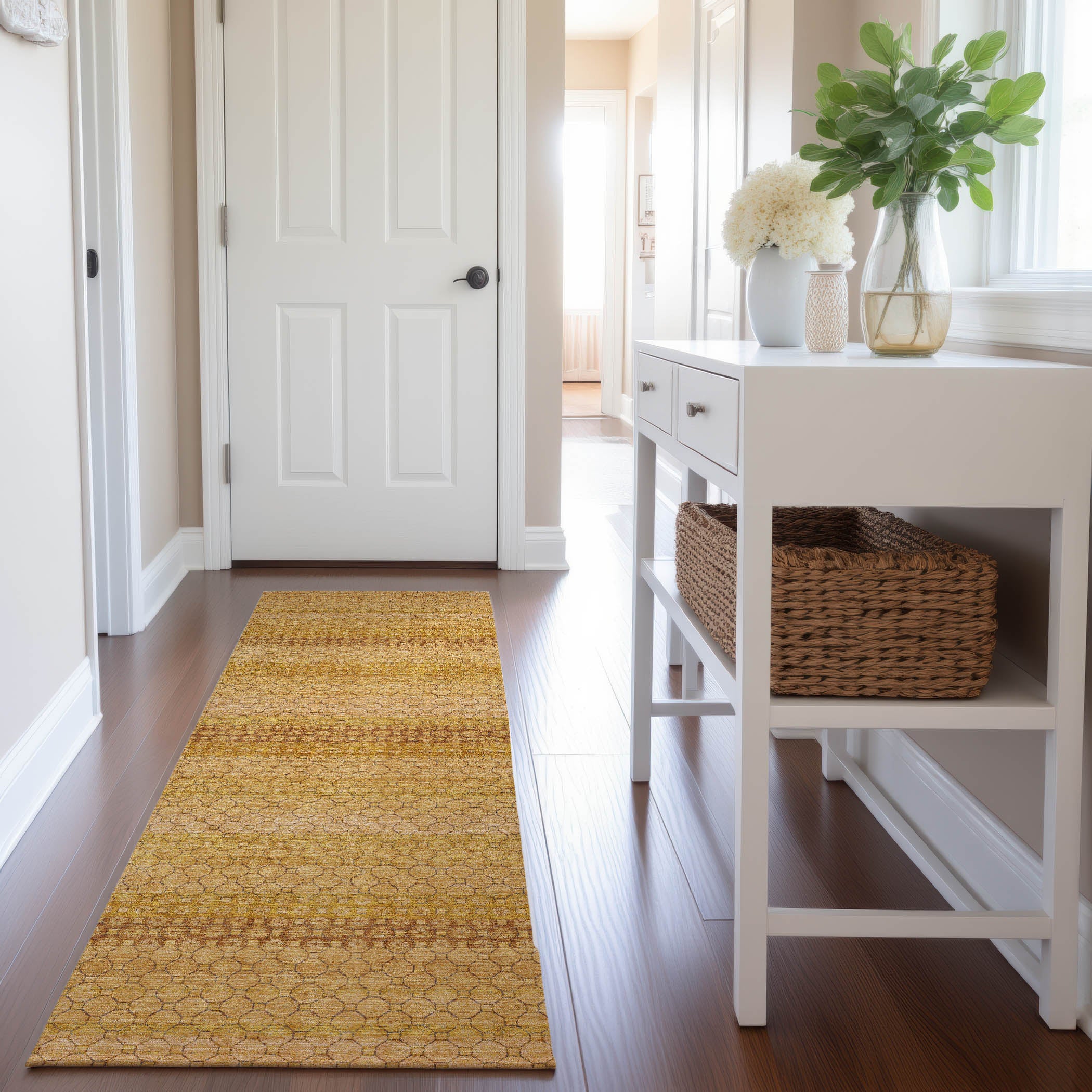 Tallinn Machine Washable Transitional Wheat Gold Rug 2'3" x 7'6" #shape_Runner