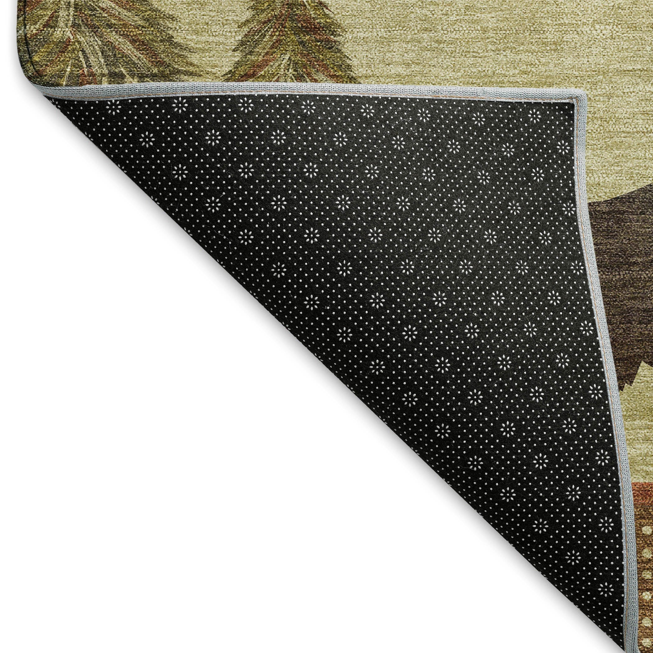 Dubrovnik Machine Washable Lodge Brown Beige Rug 1'8" x 2'6" #shape_Rectangle