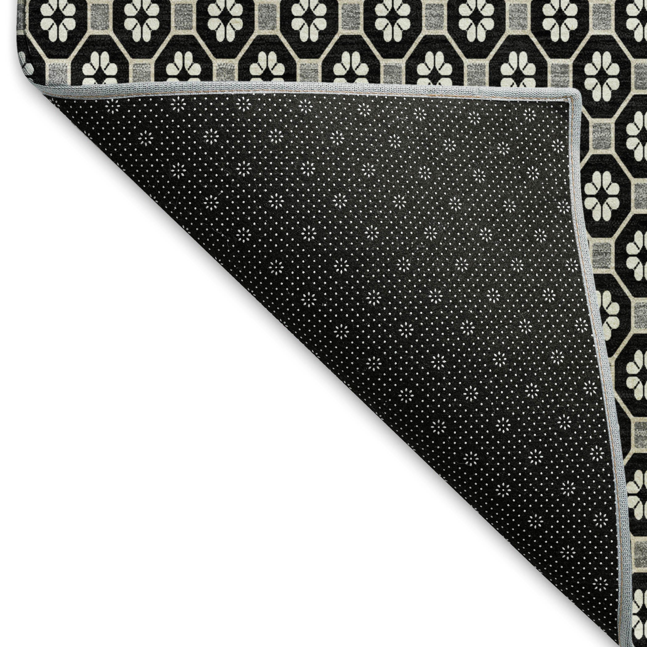 Siena Machine Washable Transitional Black Rug 1'8" x 2'6" #shape_Rectangle