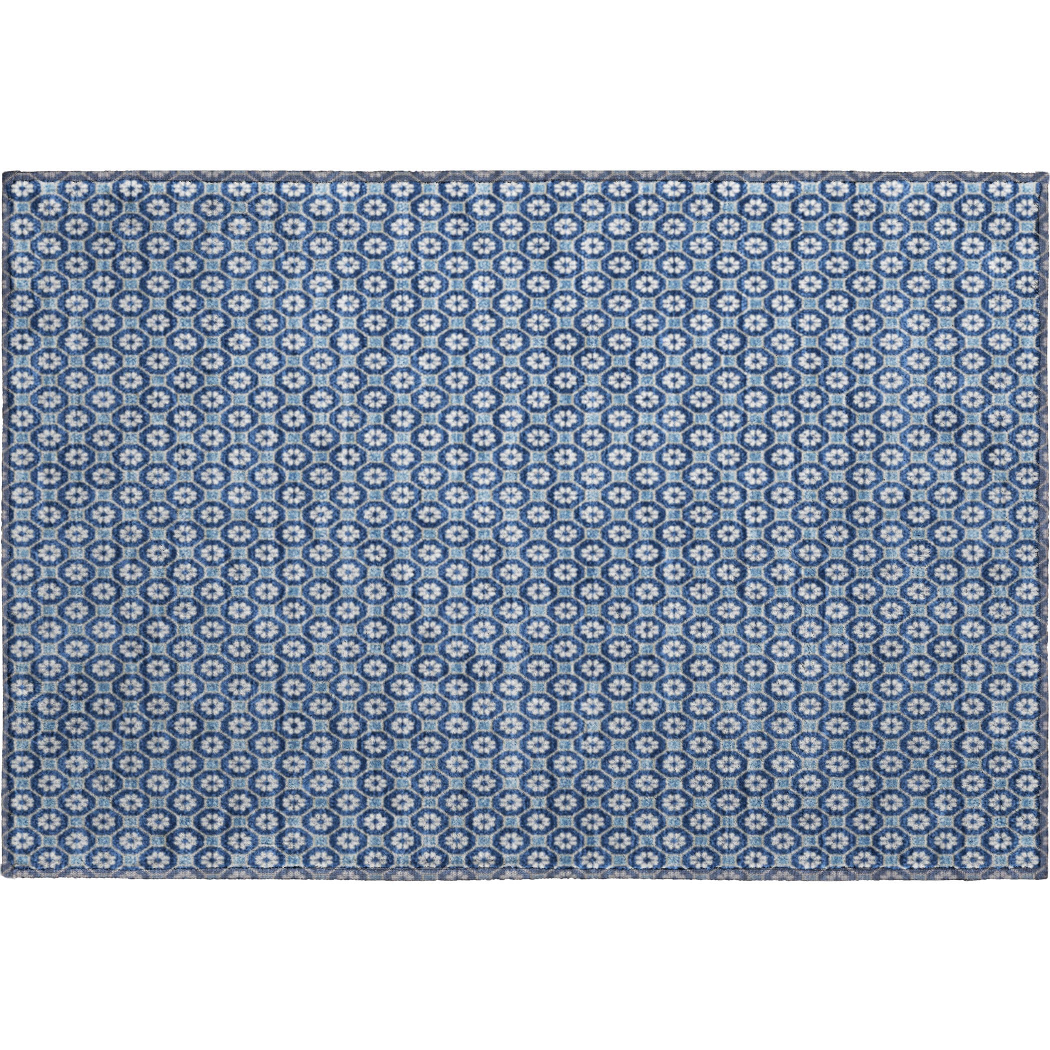 Siena Machine Washable Transitional Blue Rug 1'8" x 2'6" #shape_Rectangle