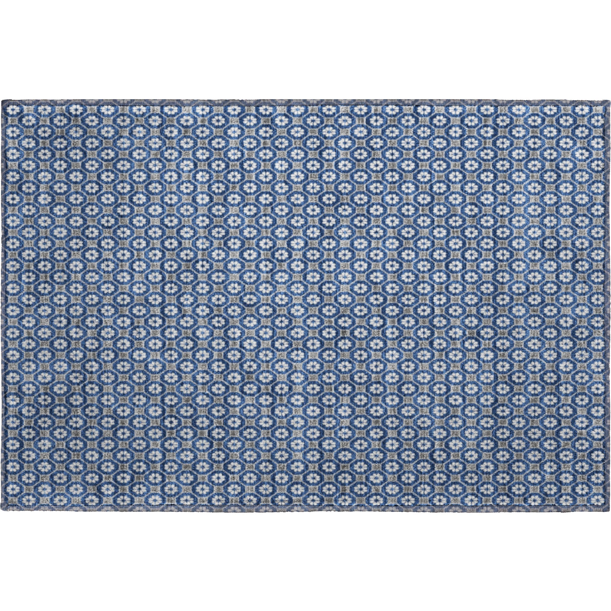 Siena Machine Washable Transitional Navy Blue Rug 1'8" x 2'6" #shape_Rectangle