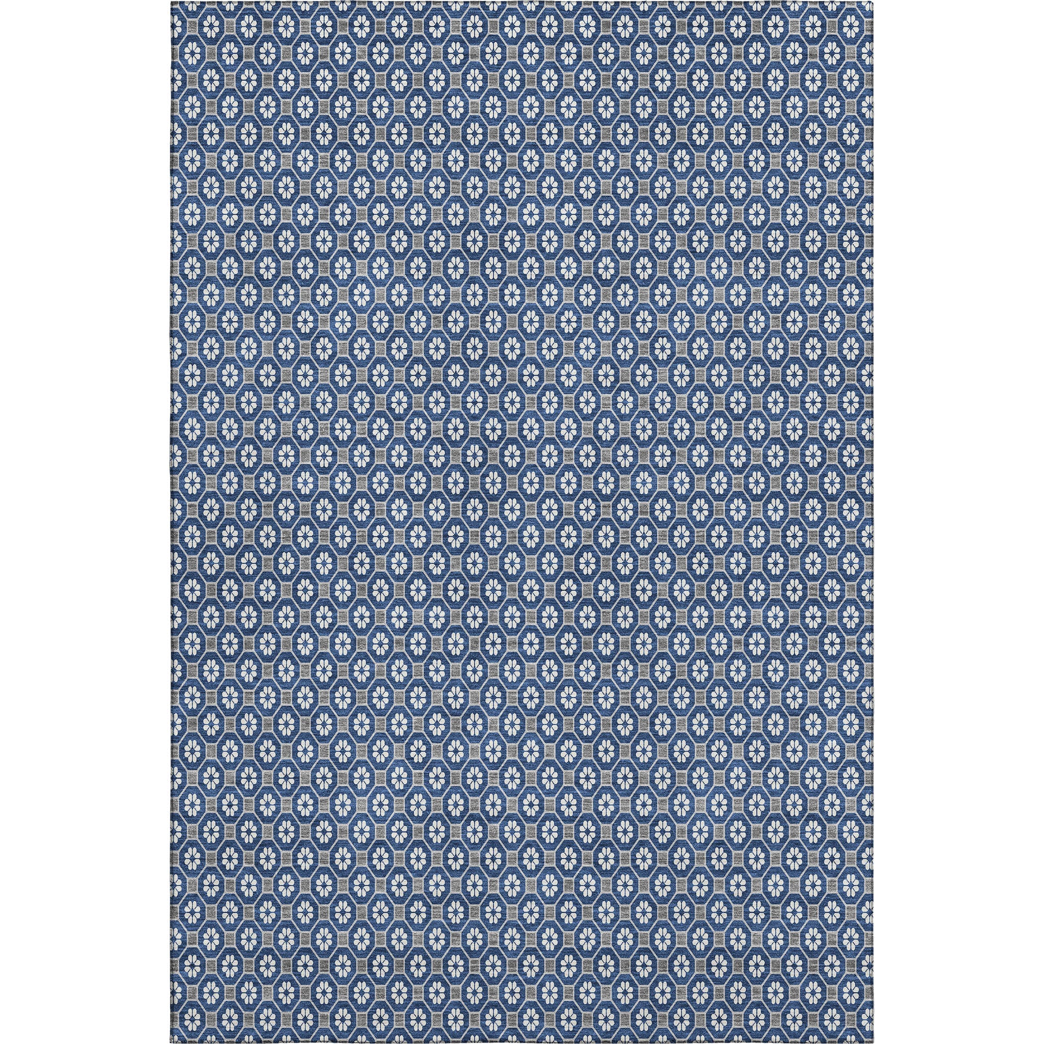 Siena Machine Washable Transitional Navy Blue Rug 2'6" x 3'10" #shape_Rectangle