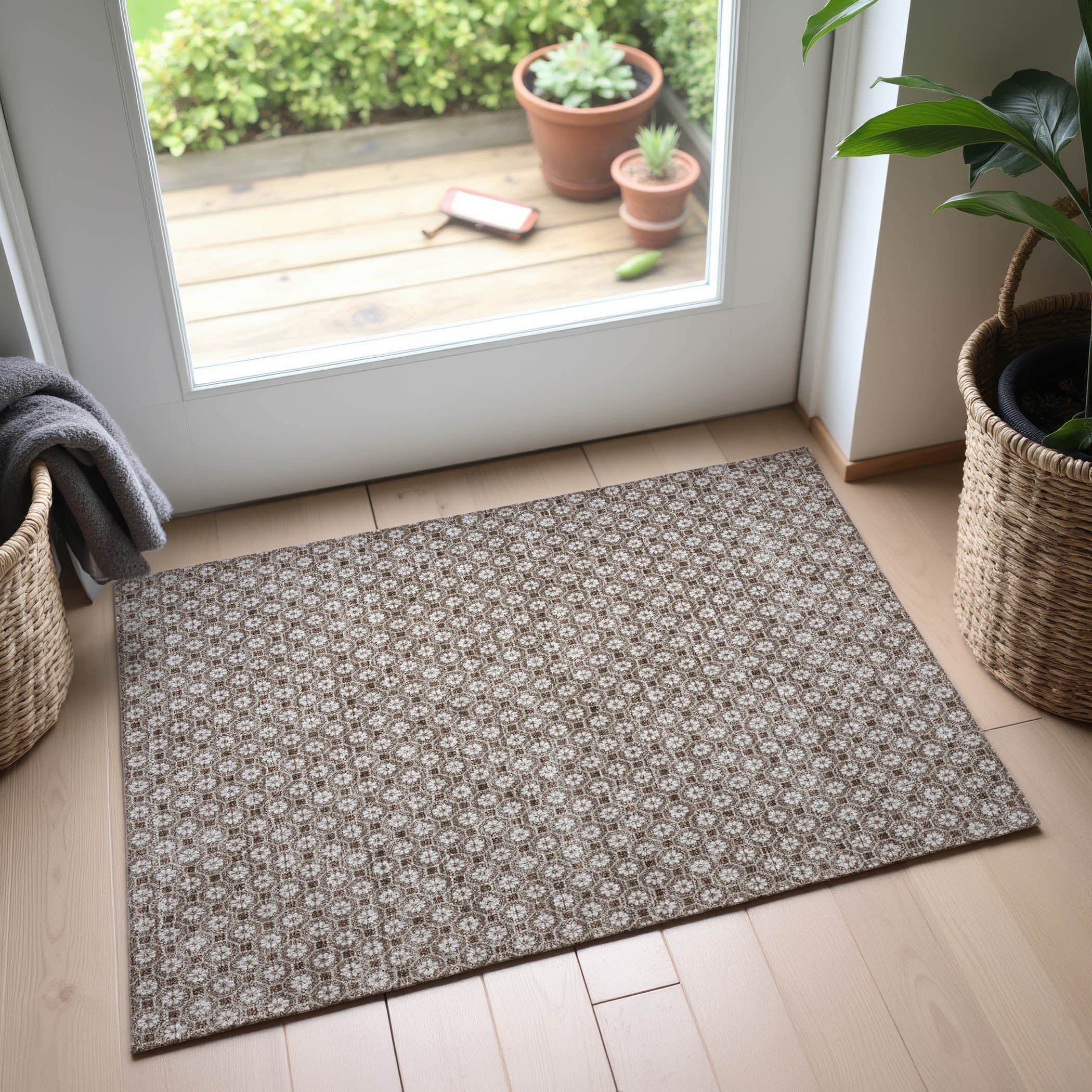 Siena Machine Washable Transitional Taupe Brown Rug 1'8" x 2'6" #shape_Rectangle