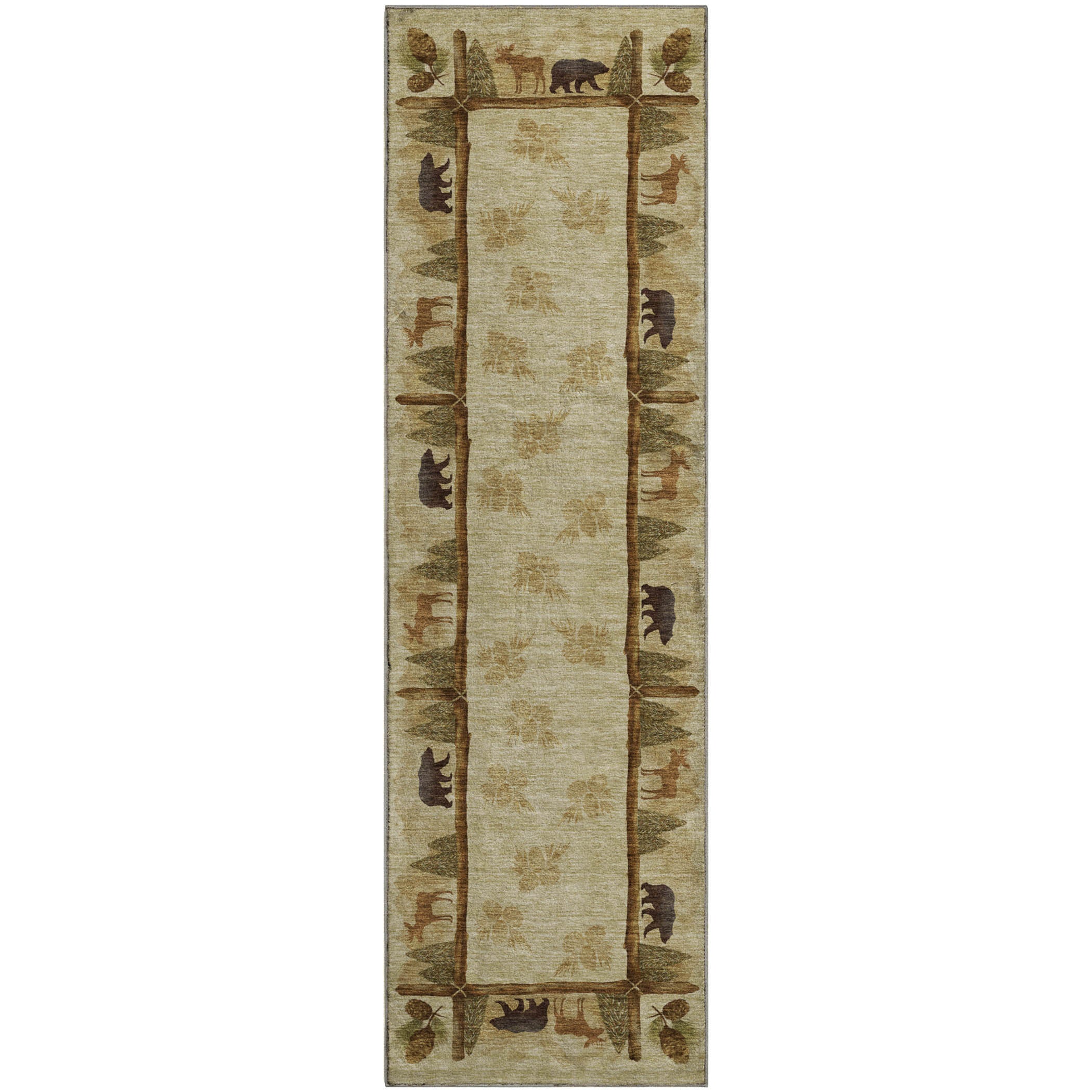 Hoi An Machine Washable Lodge Khaki Beige Rug 2'3" x 7'6" #shape_Runner