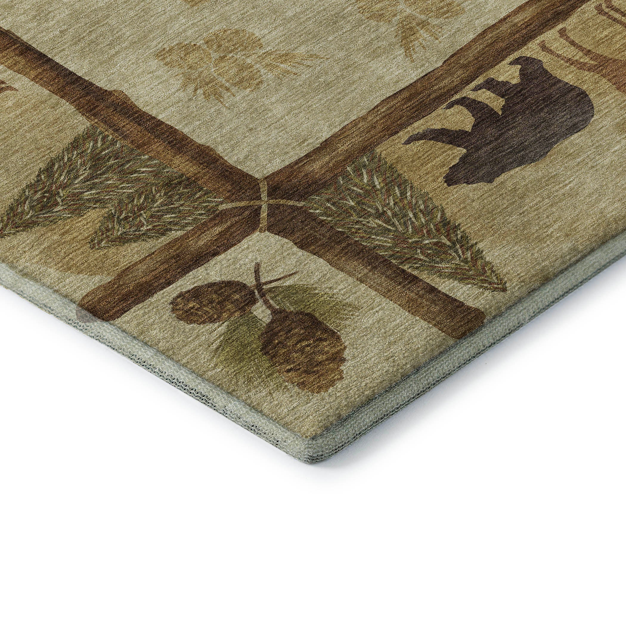 Hoi An Machine Washable Lodge Khaki Beige Rug 1'8" x 2'6" #shape_Rectangle