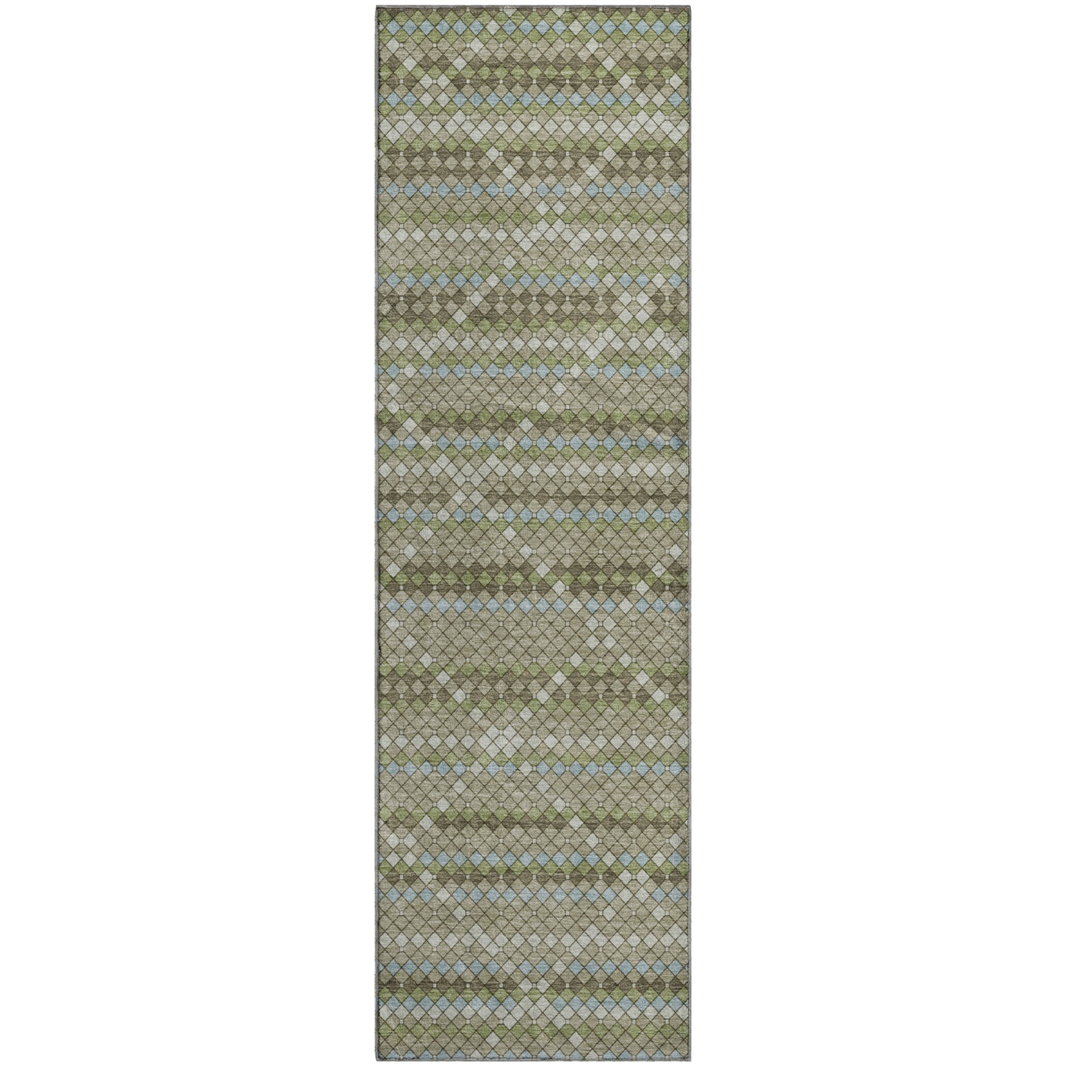 Bangkok Machine Washable Transitional Aloe Green Rug 2'3" x 7'6" #shape_Runner