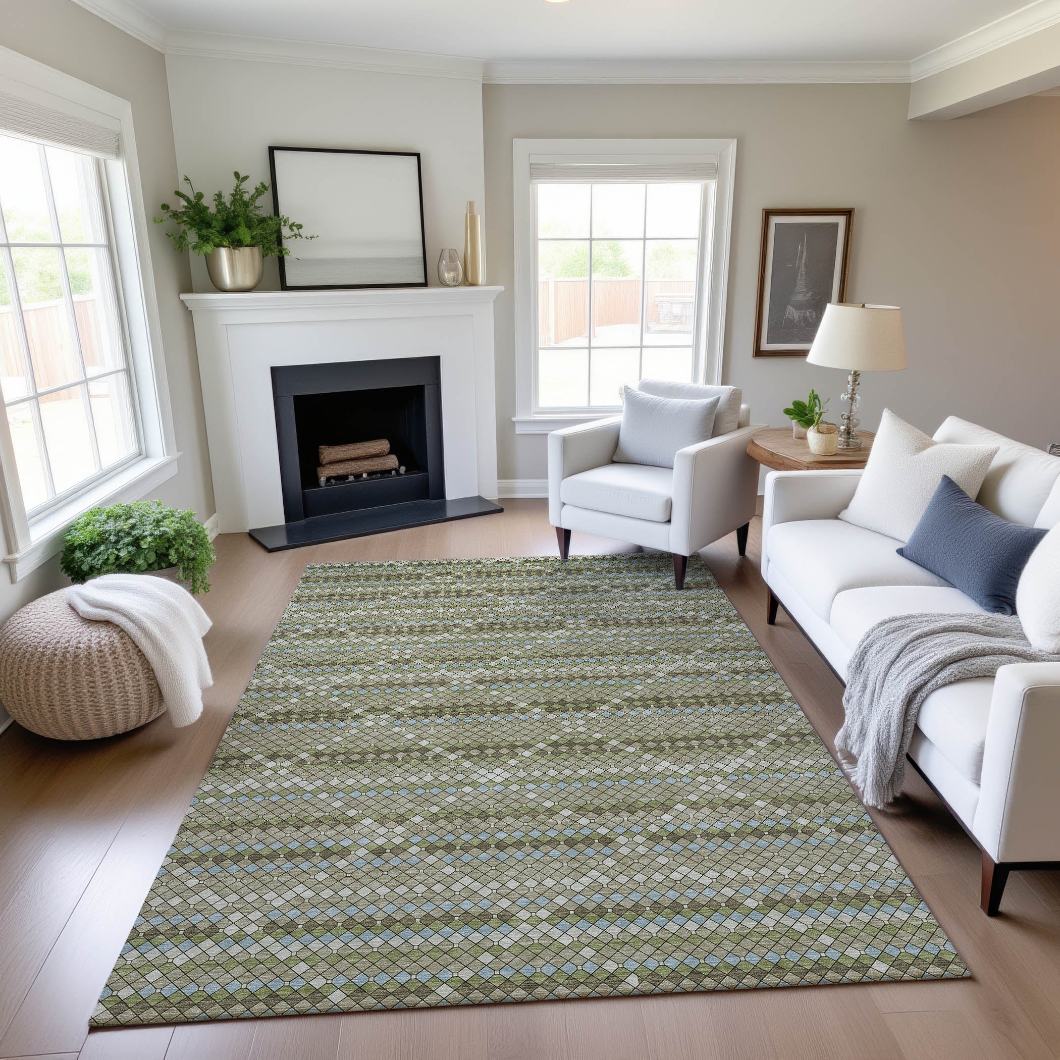 Bangkok Machine Washable Transitional Aloe Green Rug 2'6" x 3'10" #shape_Rectangle
