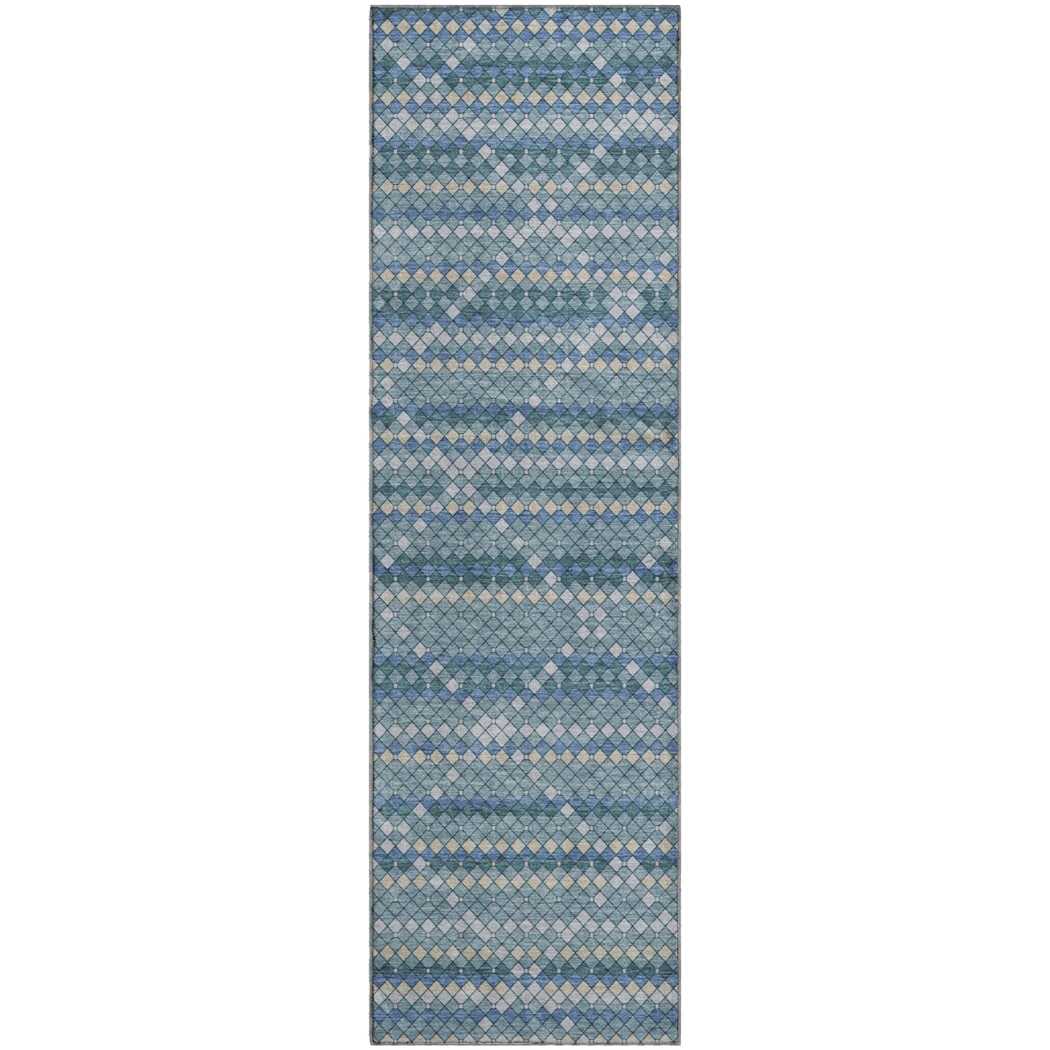Bangkok Machine Washable Transitional Denim Blue Rug 2'3" x 7'6" #shape_Runner