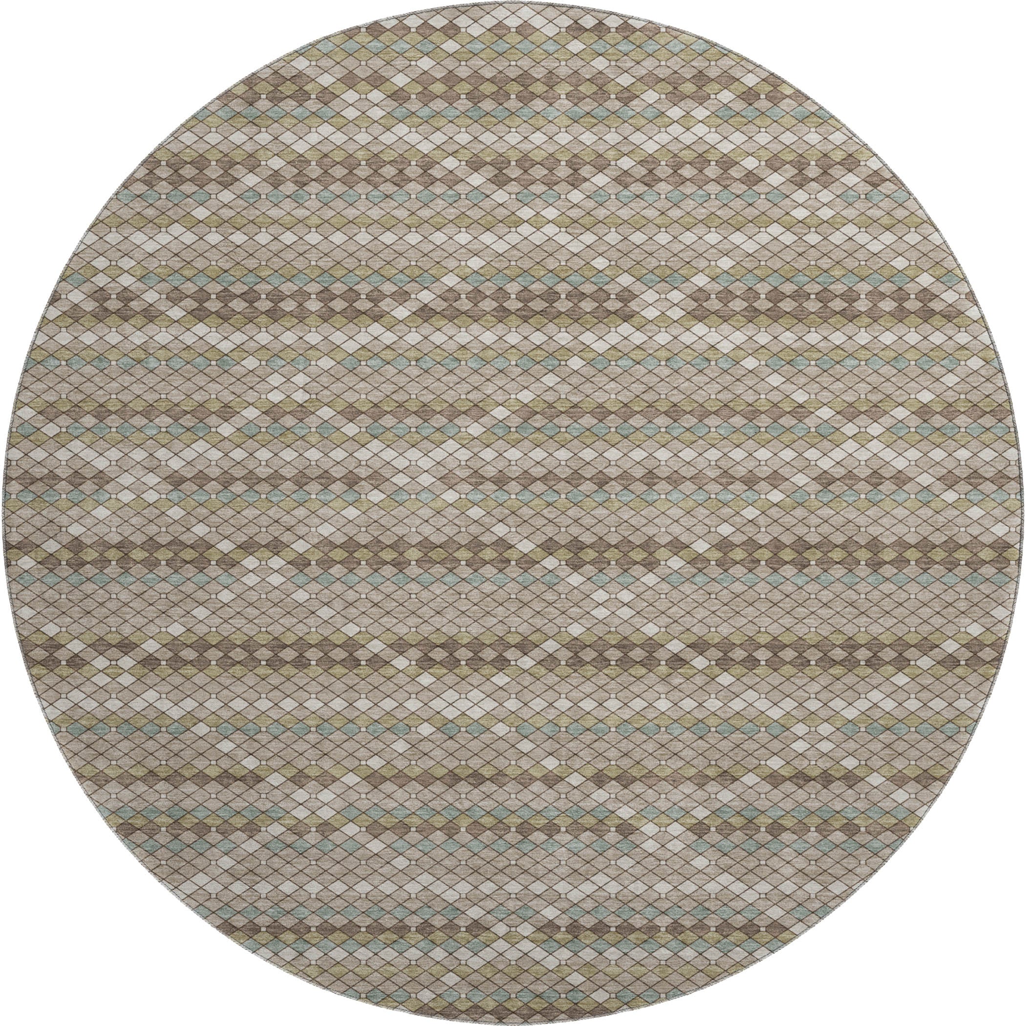Bangkok Machine Washable Transitional Taupe Brown Rug 8' x 8' #shape_Round