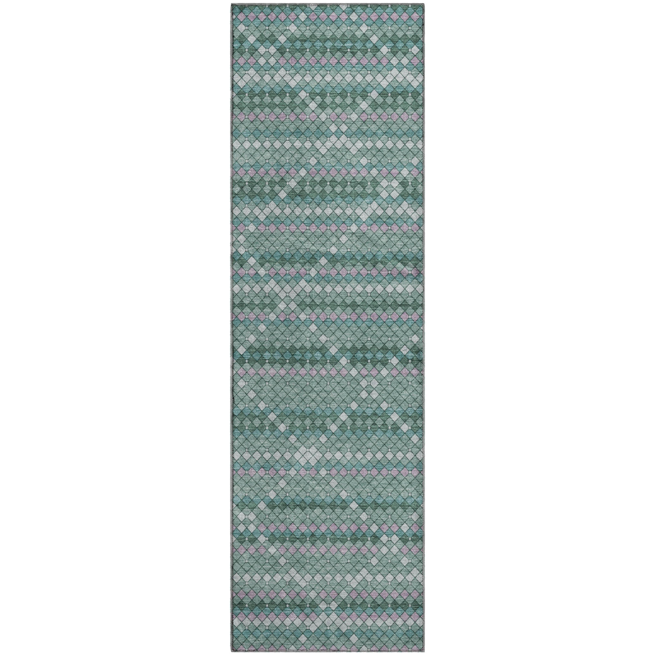 Bangkok Machine Washable Transitional Teal Rug 2'3" x 7'6" #shape_Runner