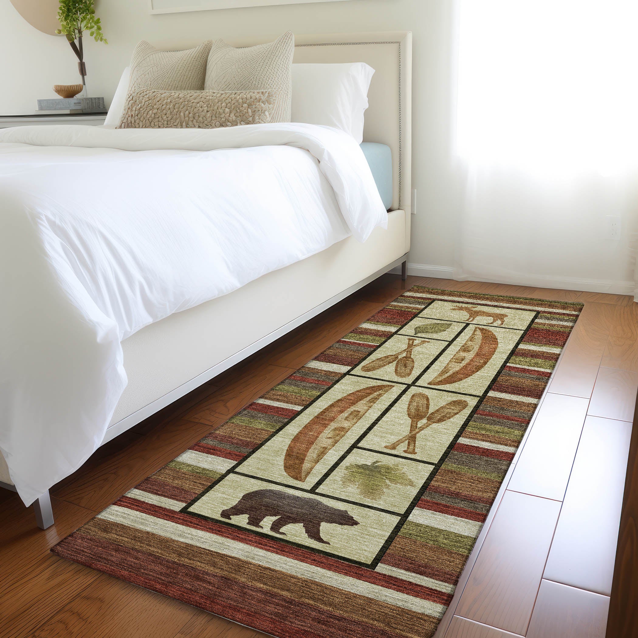 Queenstown Machine Washable Lodge Multi Red Rug 2'3" x 7'6" #shape_Runner