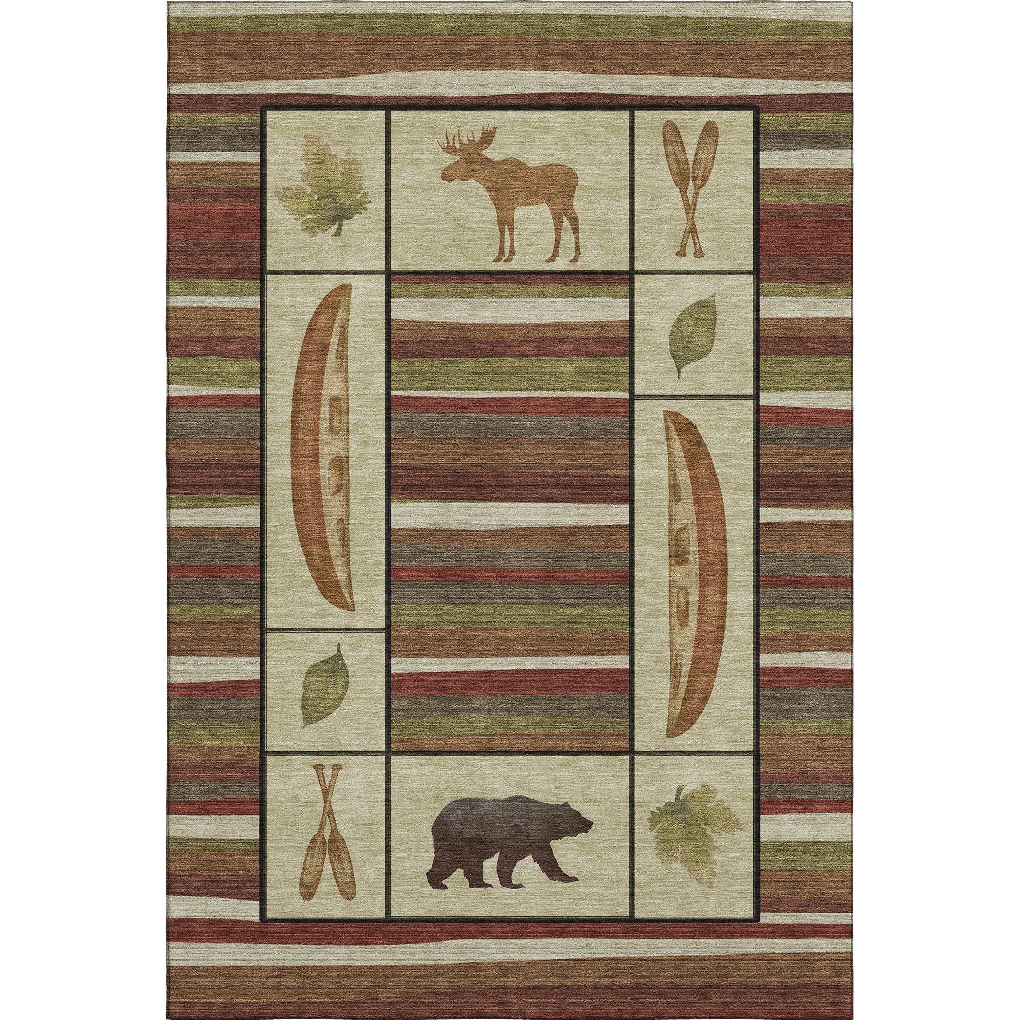 Queenstown Machine Washable Lodge Multi Red Rug 2'6" x 3'10" #shape_Rectangle