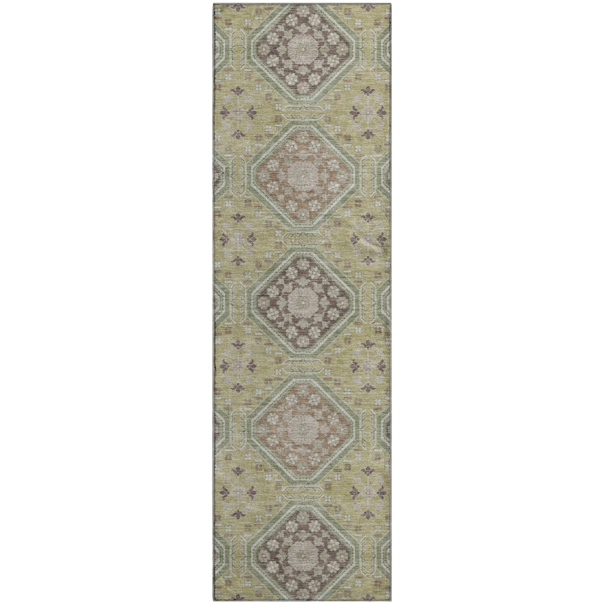 Oaxaca Machine Washable Transitional Aloe Green Rug 2'3" x 7'6" #shape_Runner