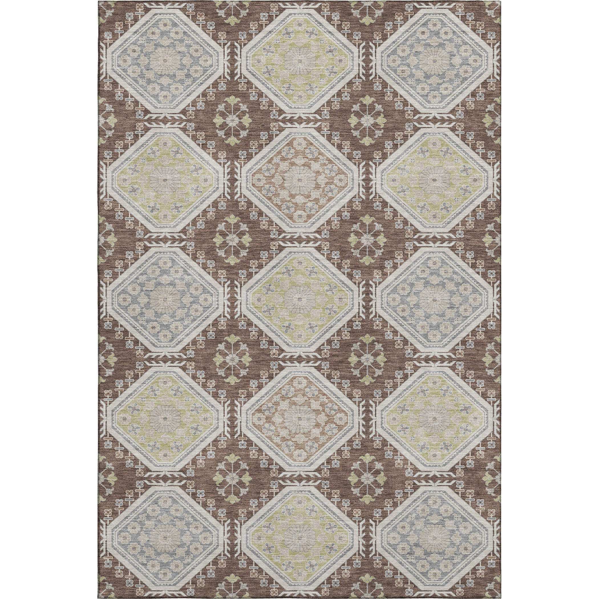 Oaxaca Machine Washable Transitional Chocolate Brown Rug 2'6" x 3'10" #shape_Rectangle