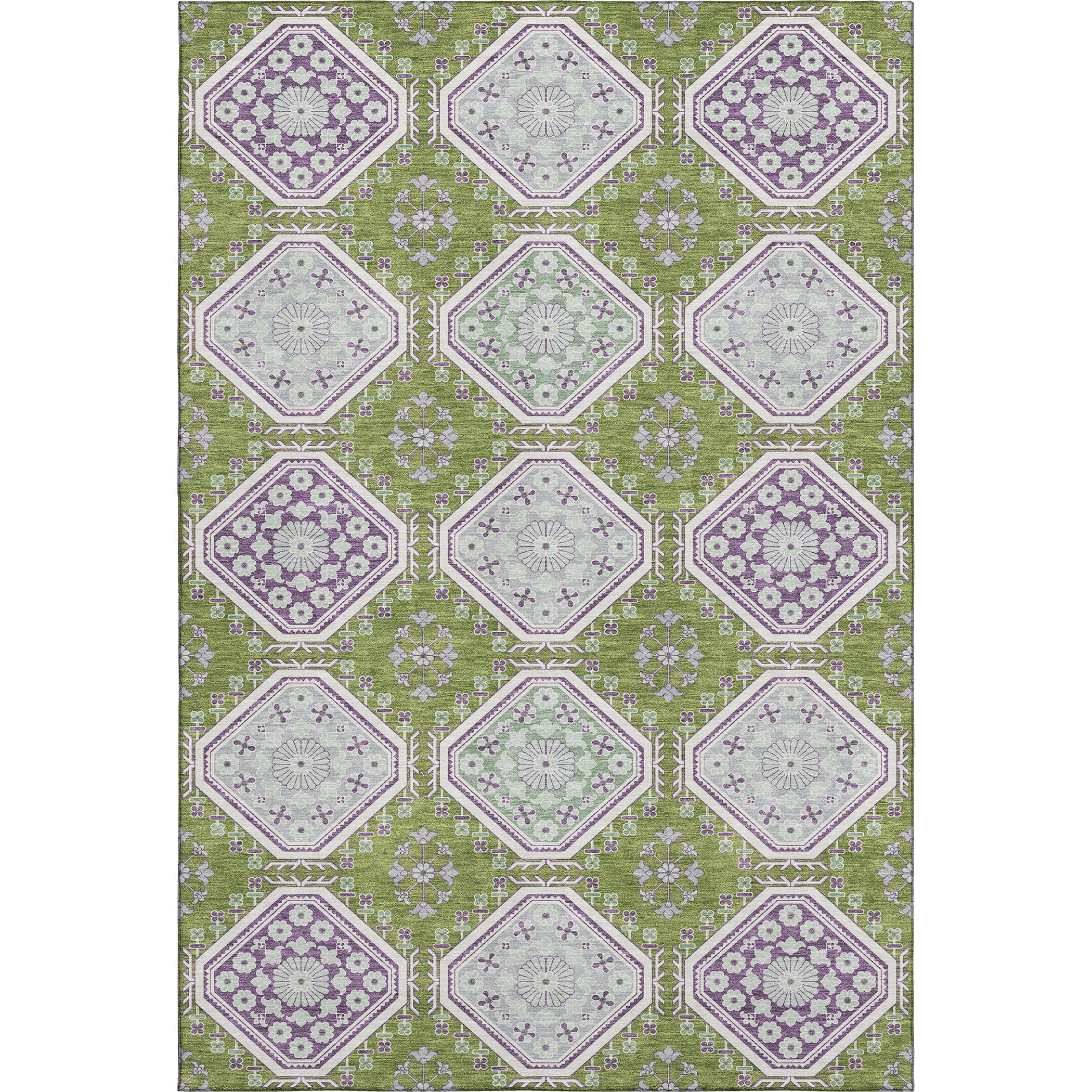 Oaxaca Machine Washable Transitional Lime Green Rug 2'6" x 3'10" #shape_Rectangle