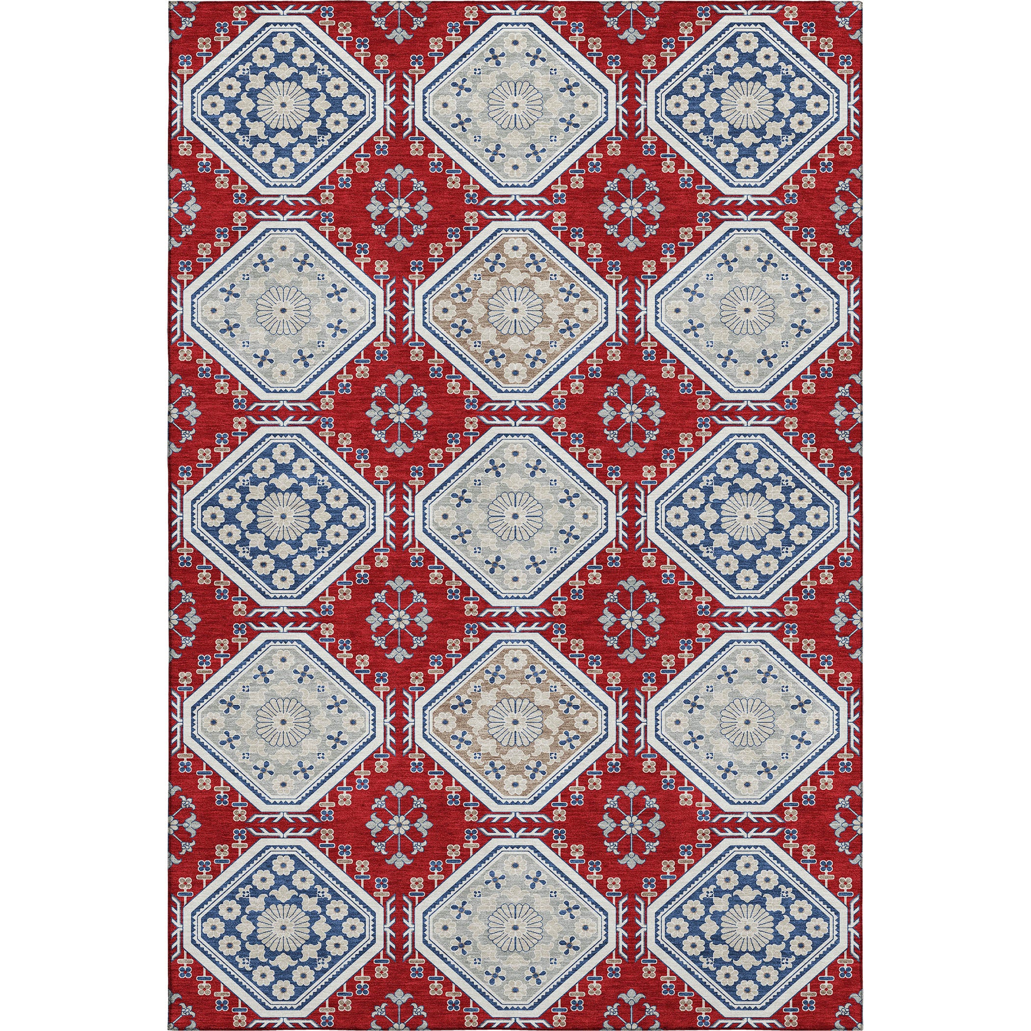 Oaxaca Machine Washable Transitional Red Rug 2'6" x 3'10" #shape_Rectangle