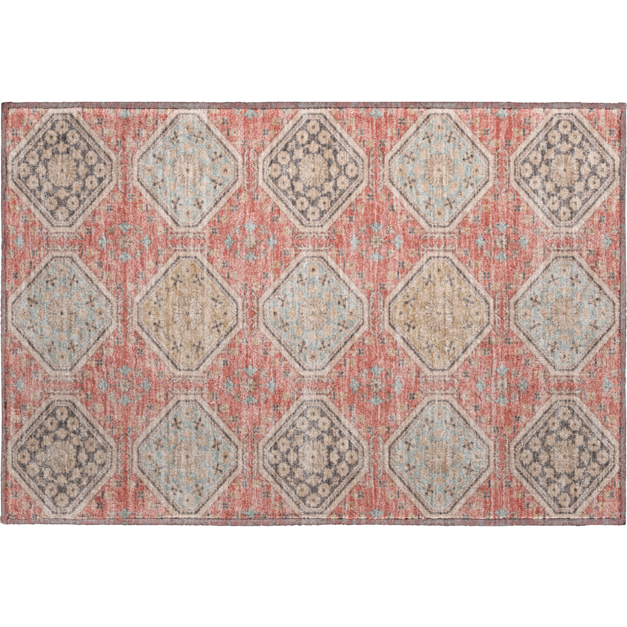 Oaxaca Machine Washable Transitional Salmon Orange Rug 1'8" x 2'6" #shape_Rectangle