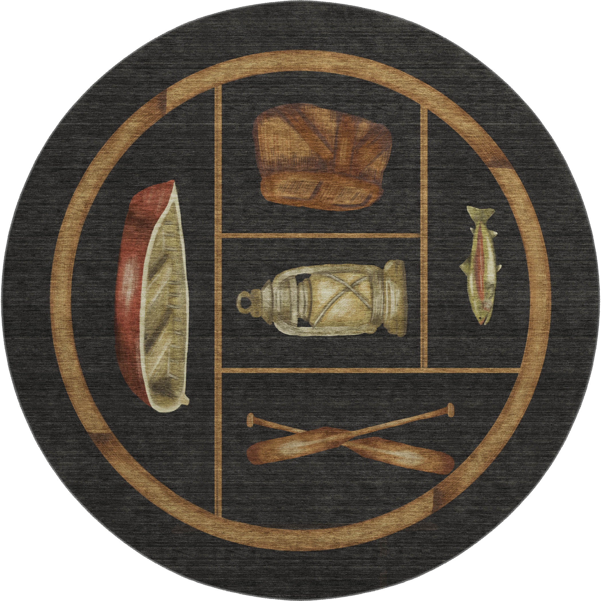 Santorini Machine Washable Lodge Midnight Black Rug 8' x 8' #shape_Round