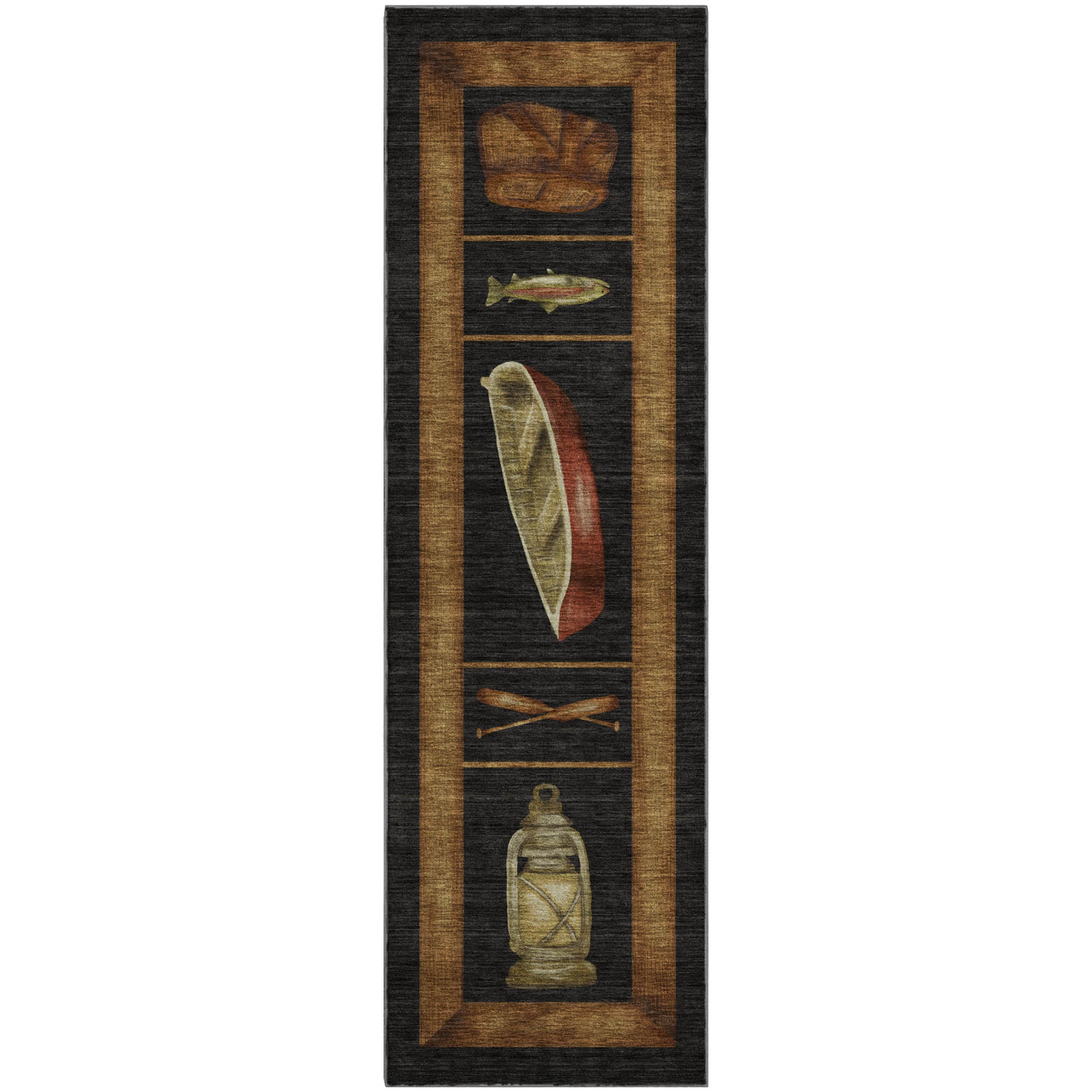 Santorini Machine Washable Lodge Midnight Black Rug 2'3" x 7'6" #shape_Runner