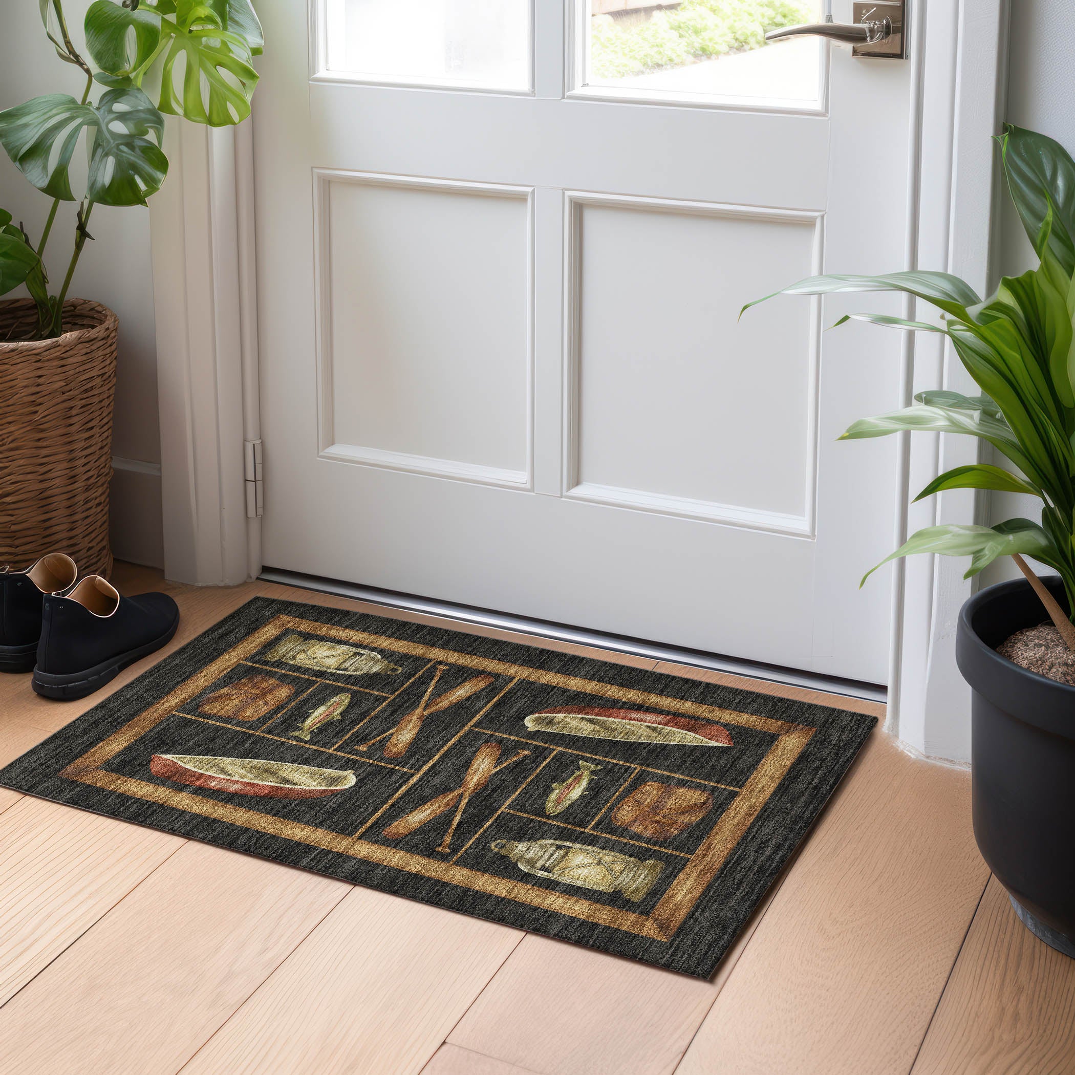 Santorini Machine Washable Lodge Midnight Black Rug 1'8" x 2'6" #shape_Rectangle