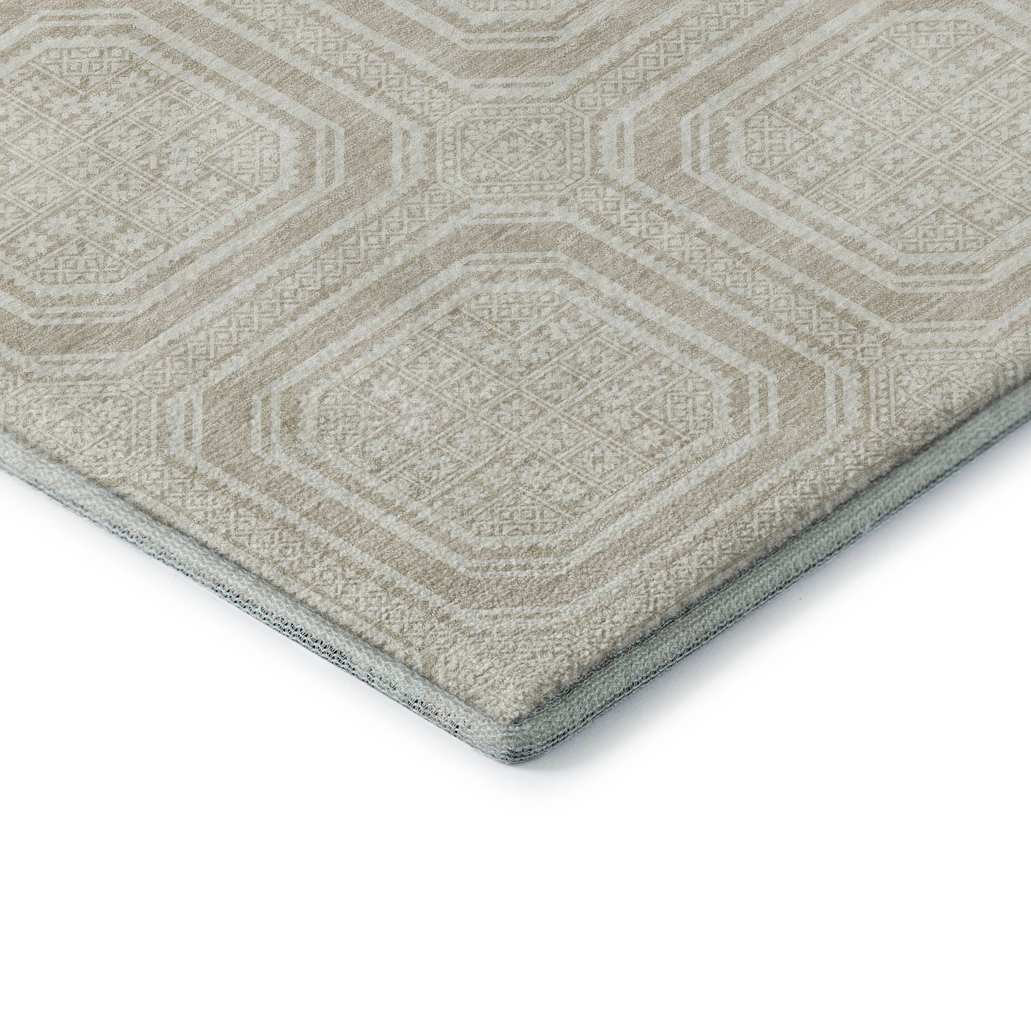 Kyoto Machine Washable Transitional Beige Brown Rug 1'8" x 2'6" #shape_Rectangle