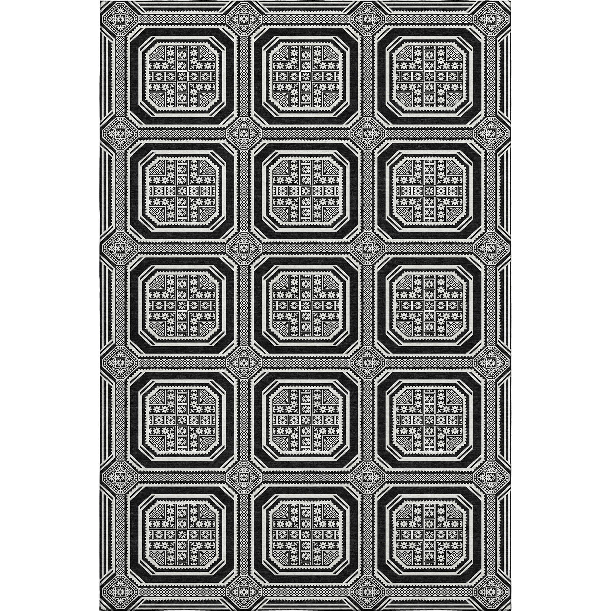 Kyoto Machine Washable Transitional Black Rug 2'6" x 3'10" #shape_Rectangle