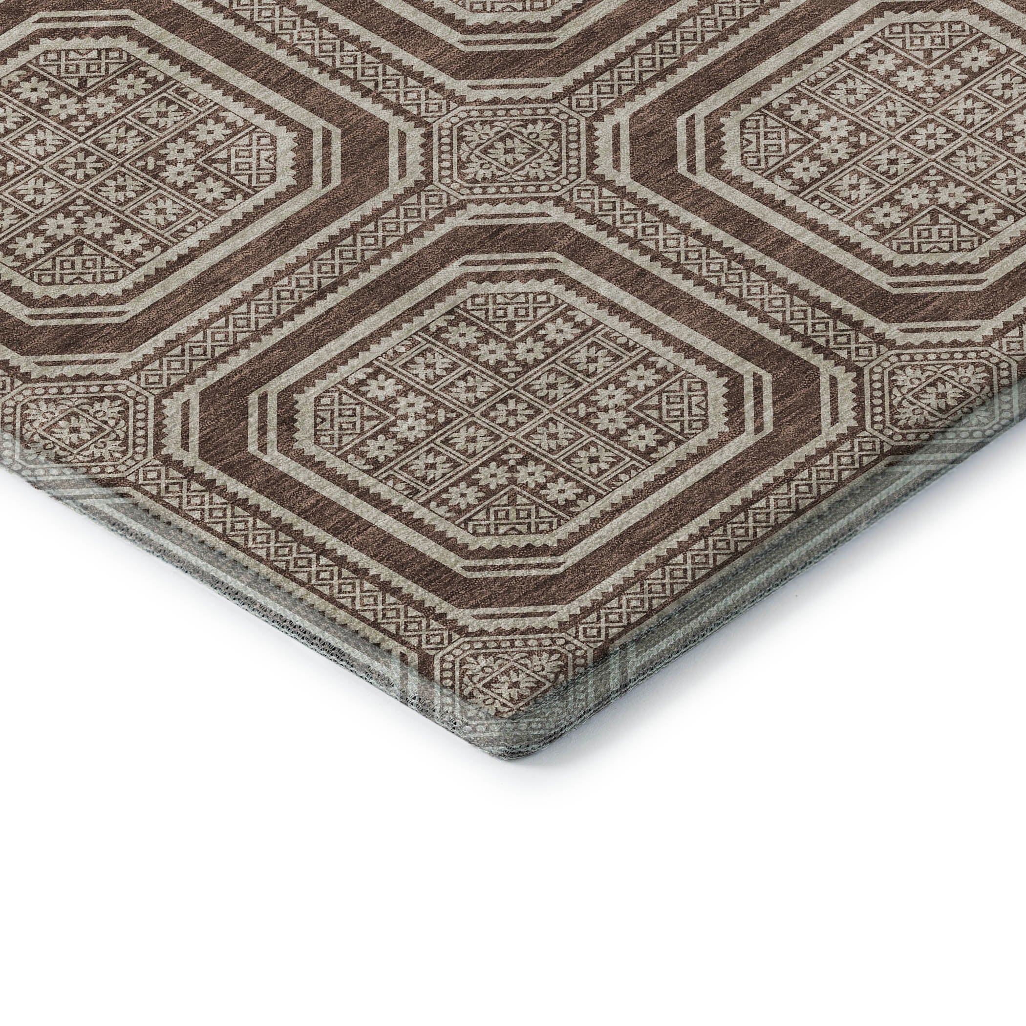 Kyoto Machine Washable Transitional Brown Rug 1'8" x 2'6" #shape_Rectangle