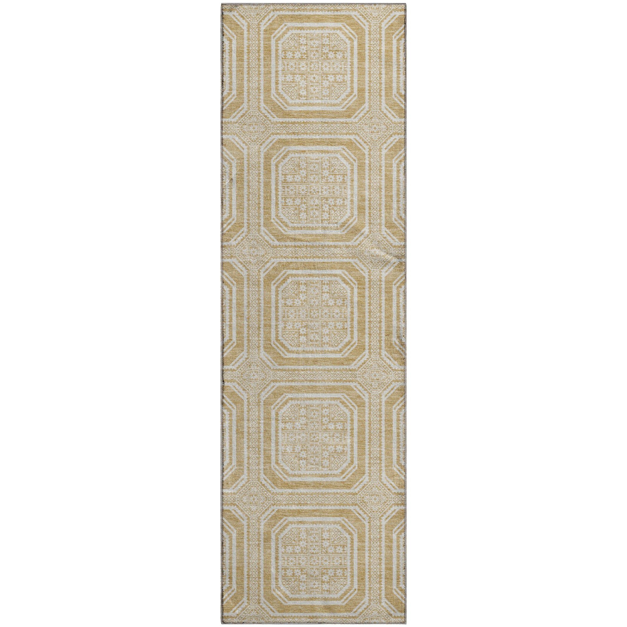 Kyoto Machine Washable Transitional Gold Rug 2'3" x 7'6" #shape_Runner