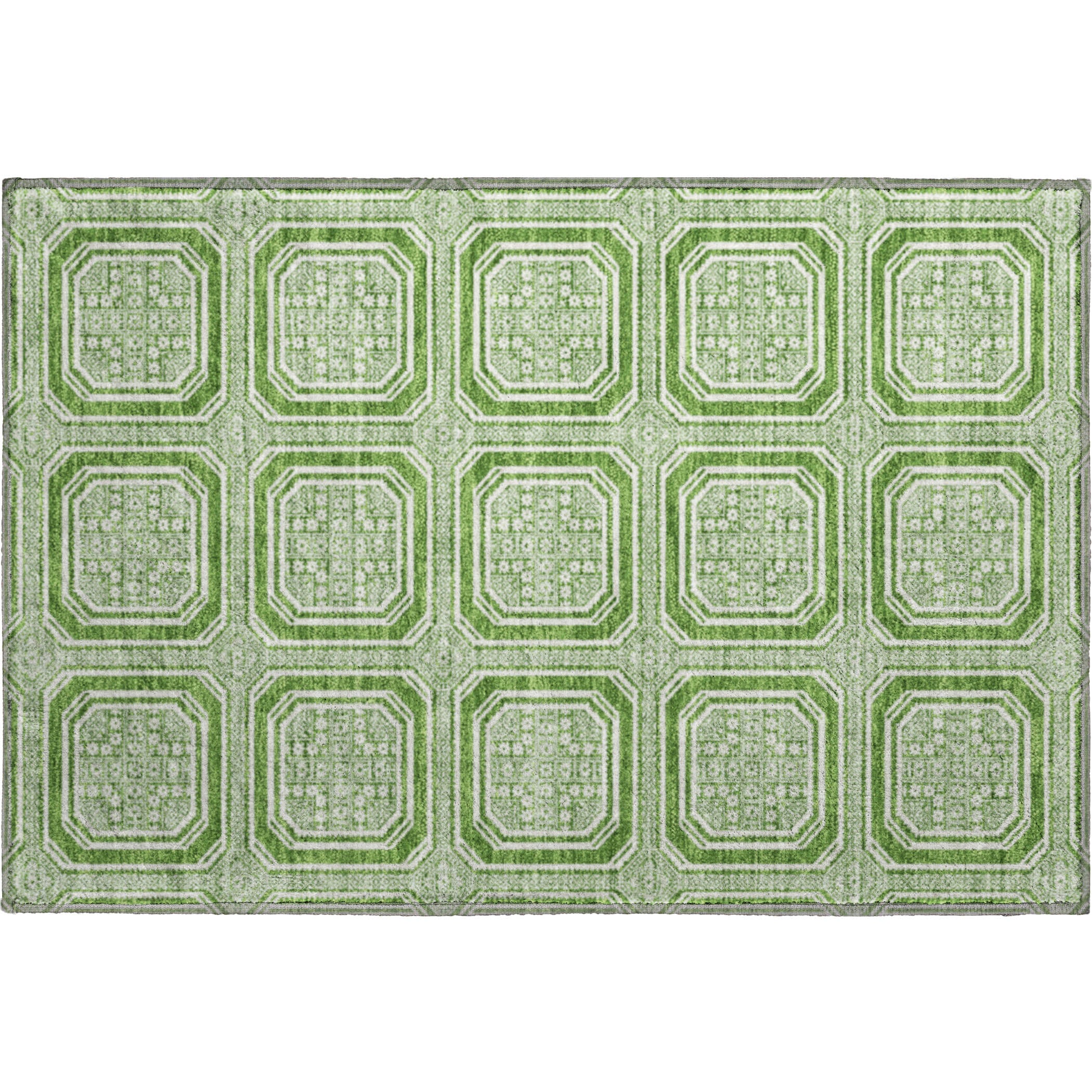 Kyoto Machine Washable Transitional Green Rug 1'8" x 2'6" #shape_Rectangle