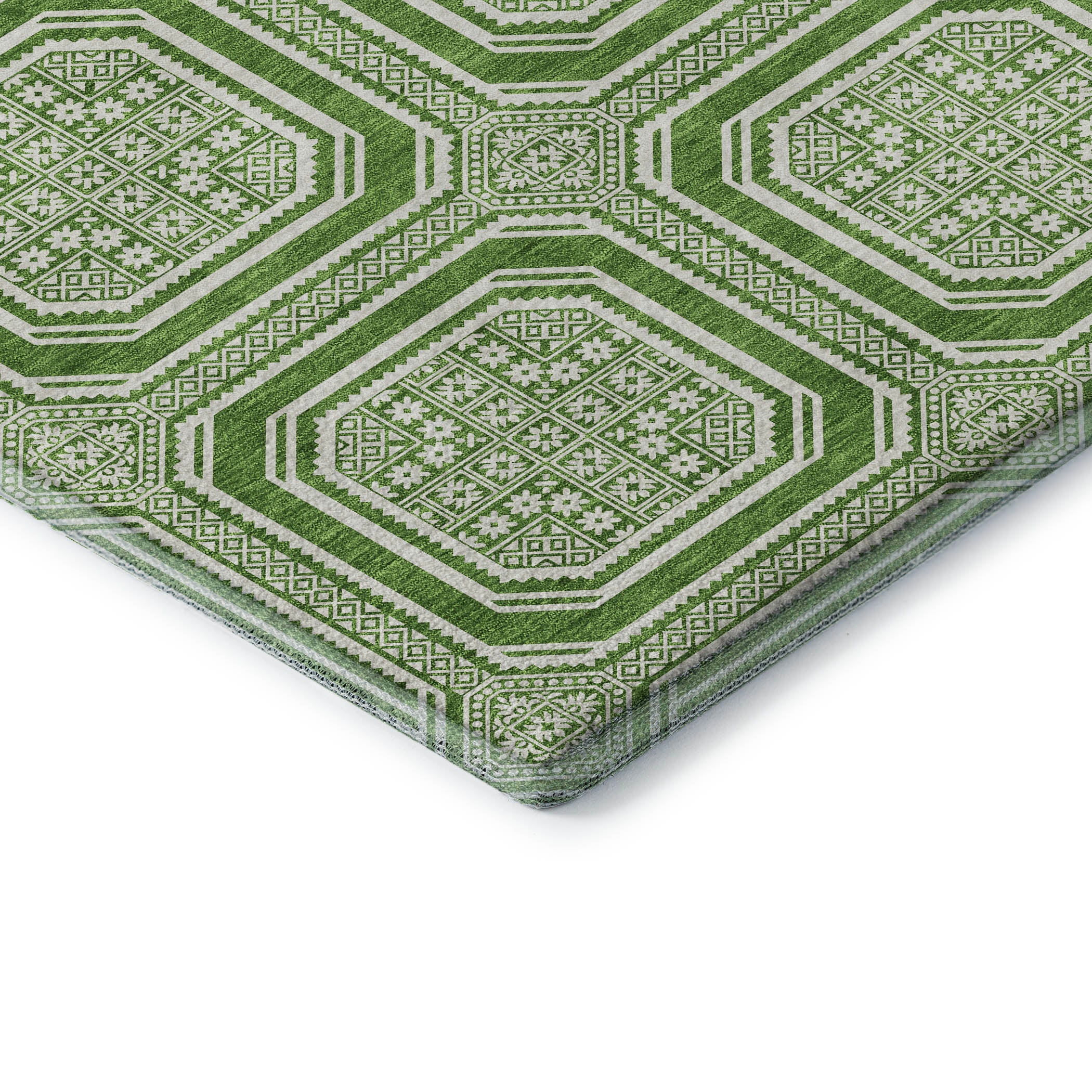 Kyoto Machine Washable Transitional Green Rug 1'8" x 2'6" #shape_Rectangle