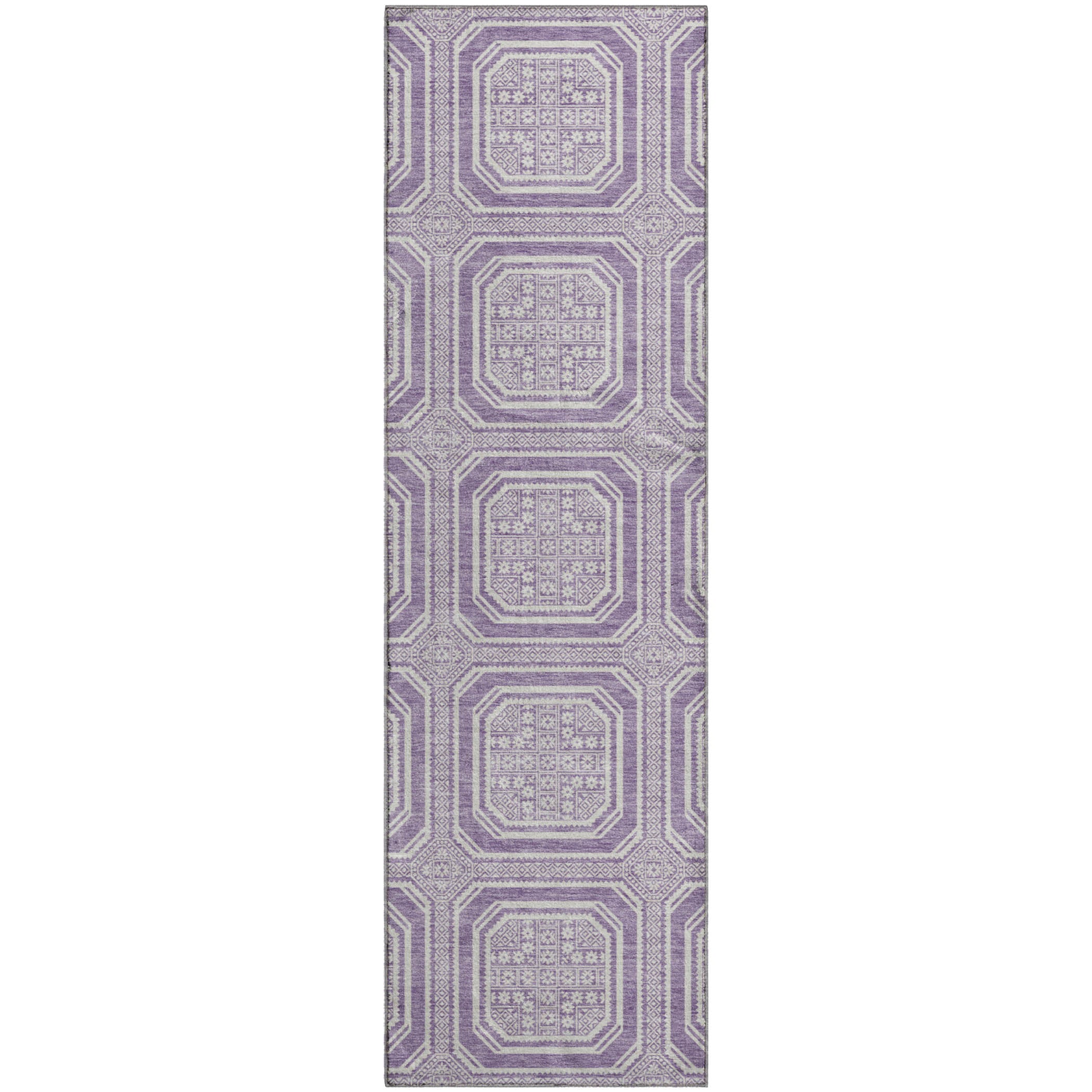 Kyoto Machine Washable Transitional Lavender Purple Rug 2'3" x 7'6" #shape_Runner