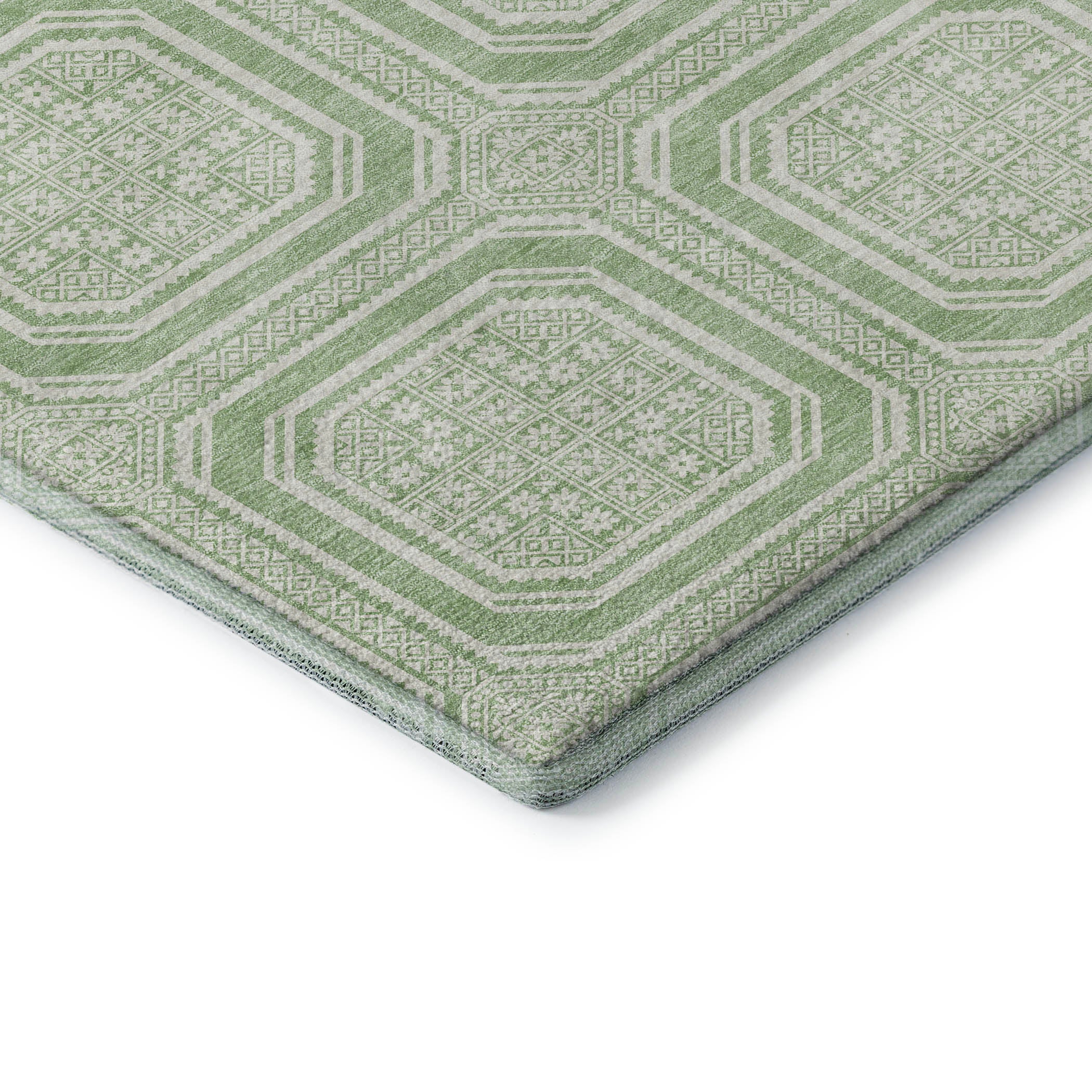 Kyoto Machine Washable Transitional Mint Green Rug 1'8" x 2'6" #shape_Rectangle